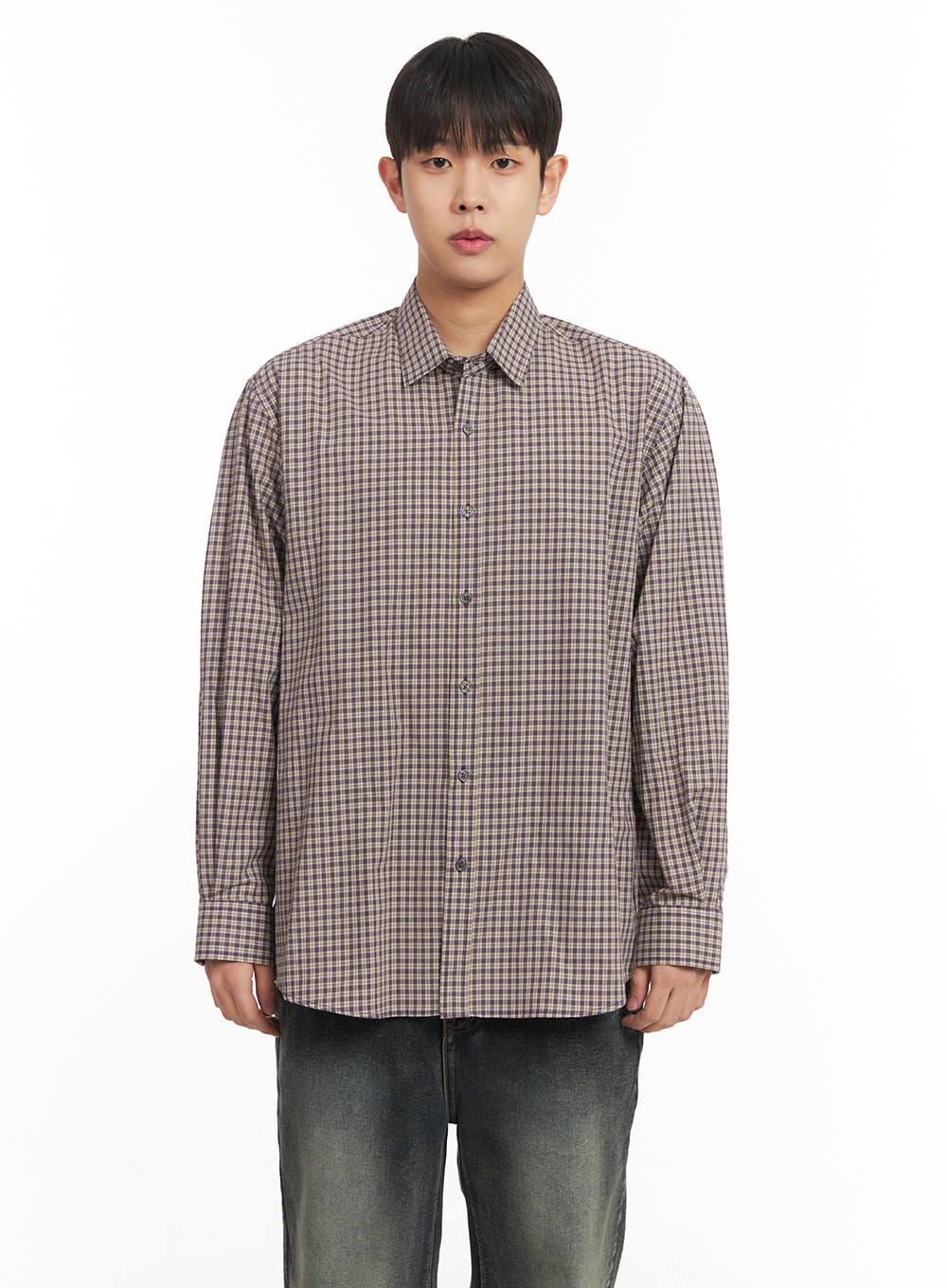 Men's Oversized Checkered Cotton Shirt IM517