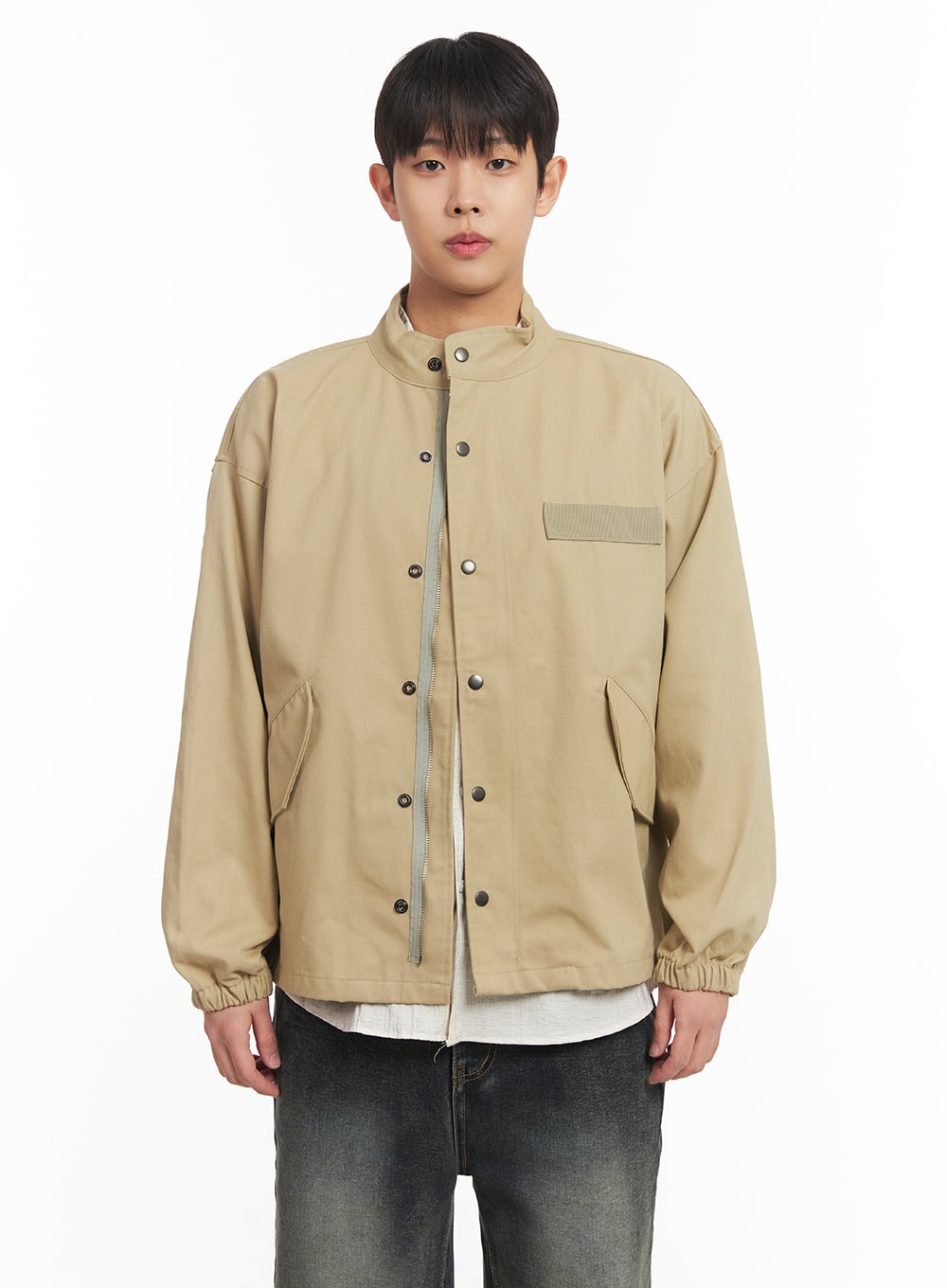 Men's Buttoned Zip-Up Coat IM514