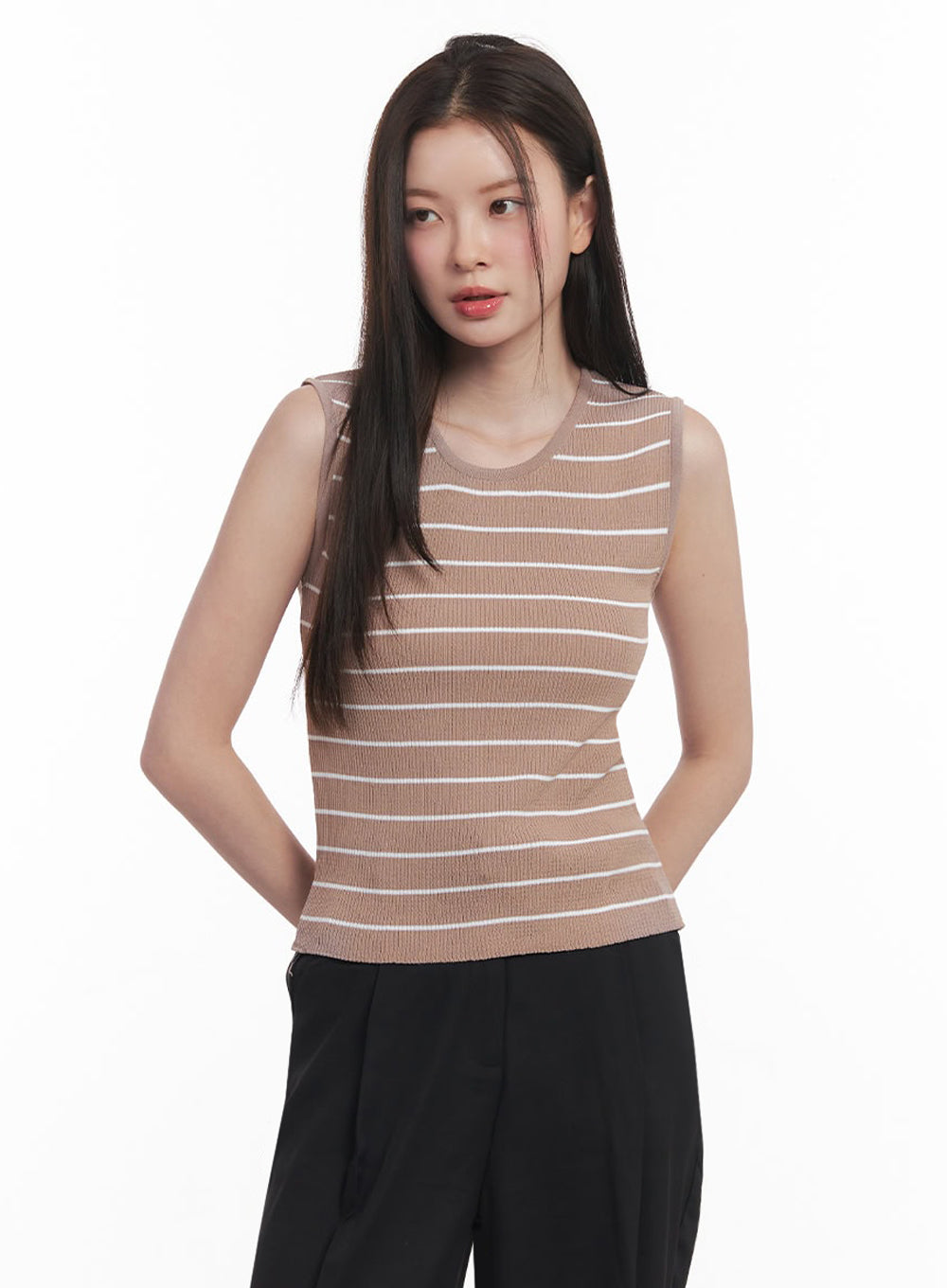 Stripe Slim Sleeveless Top IY509