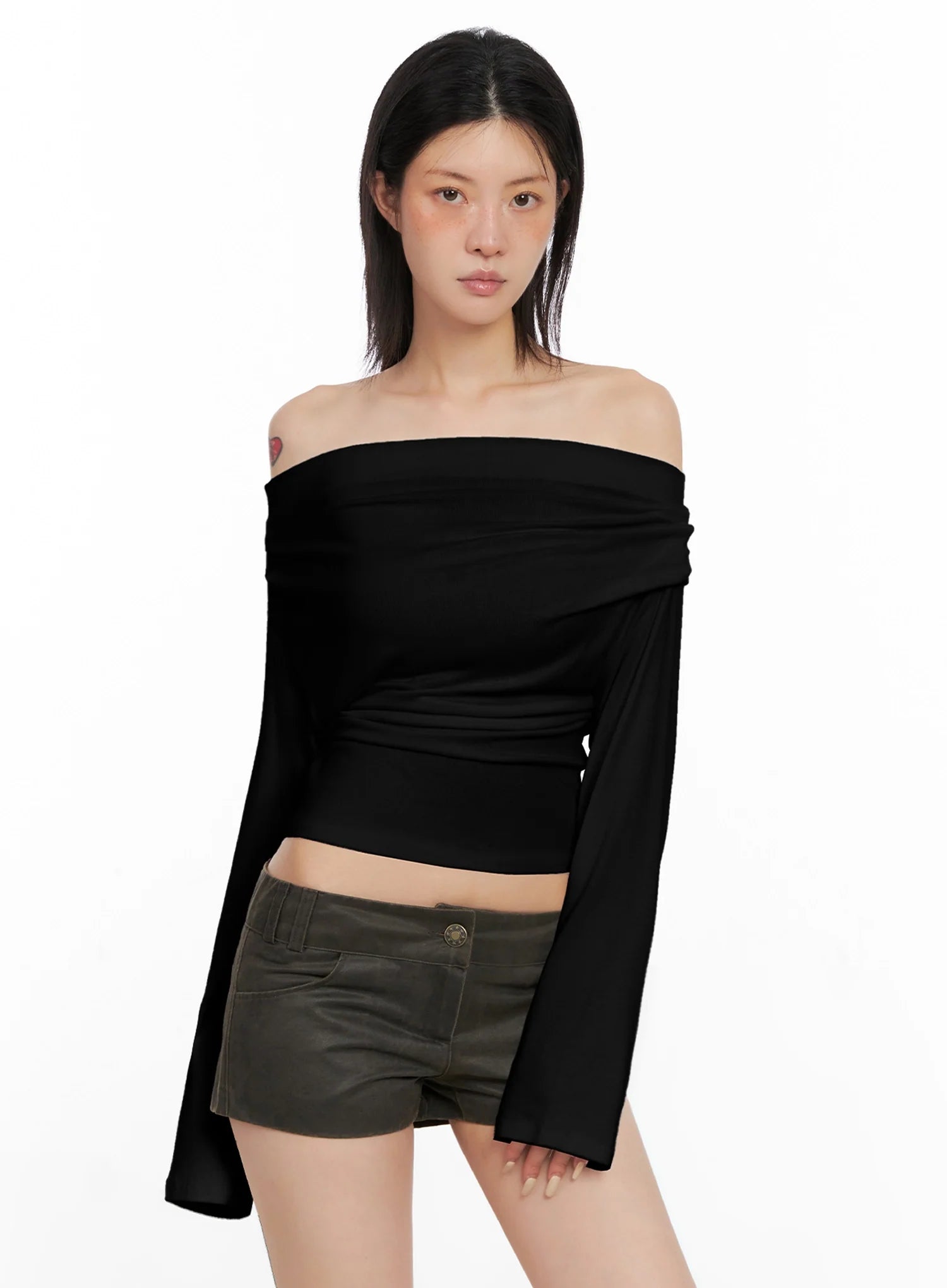 Draped Off Shoulder Top IS508