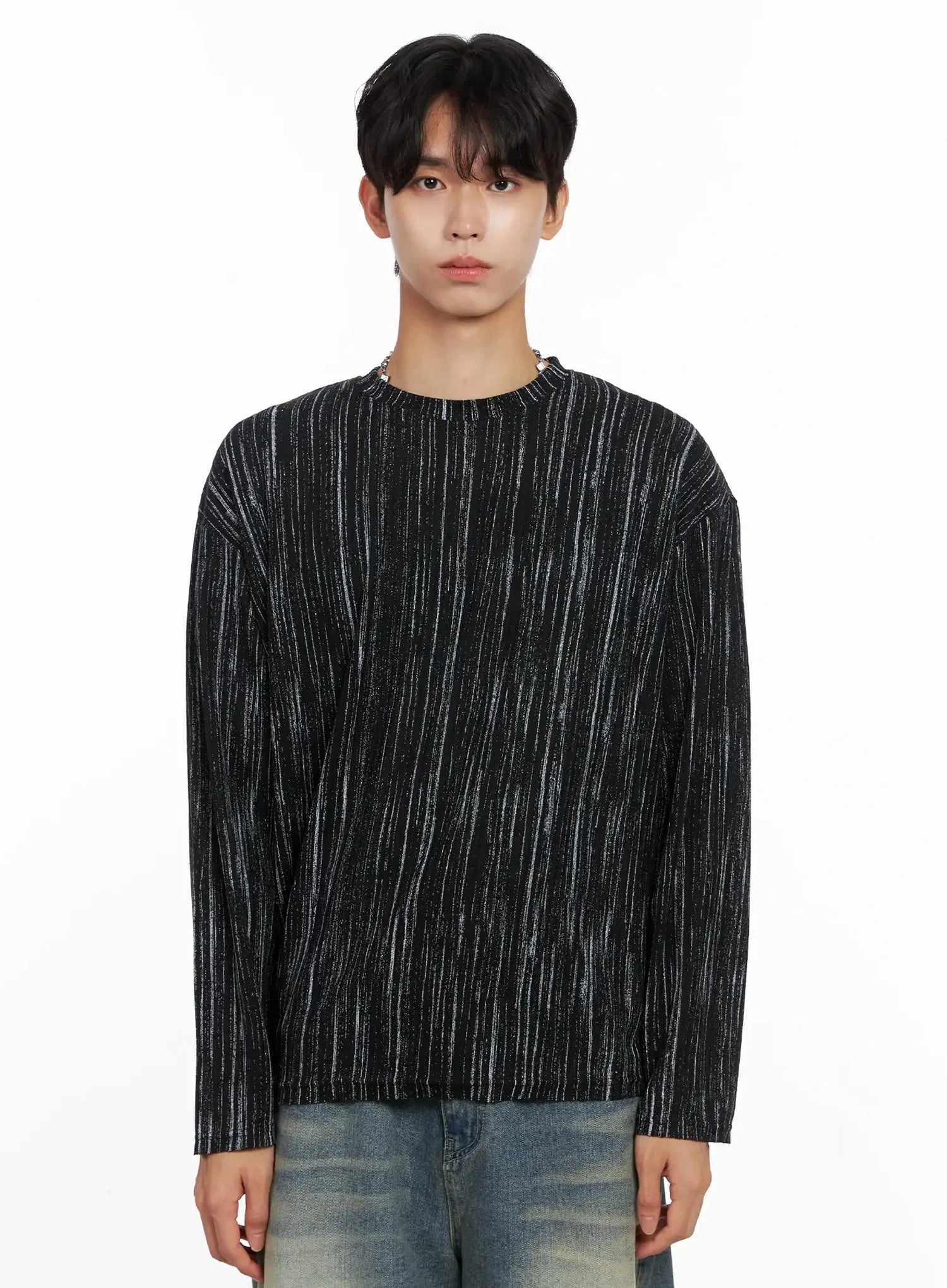 Men's Vertical Stripe Long Sleeve Shirt IO516