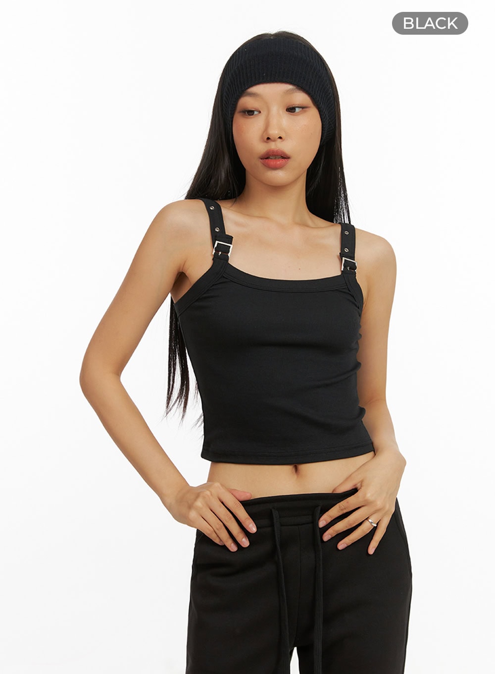 Buckle Strap Crop Sleeveless Top IY422