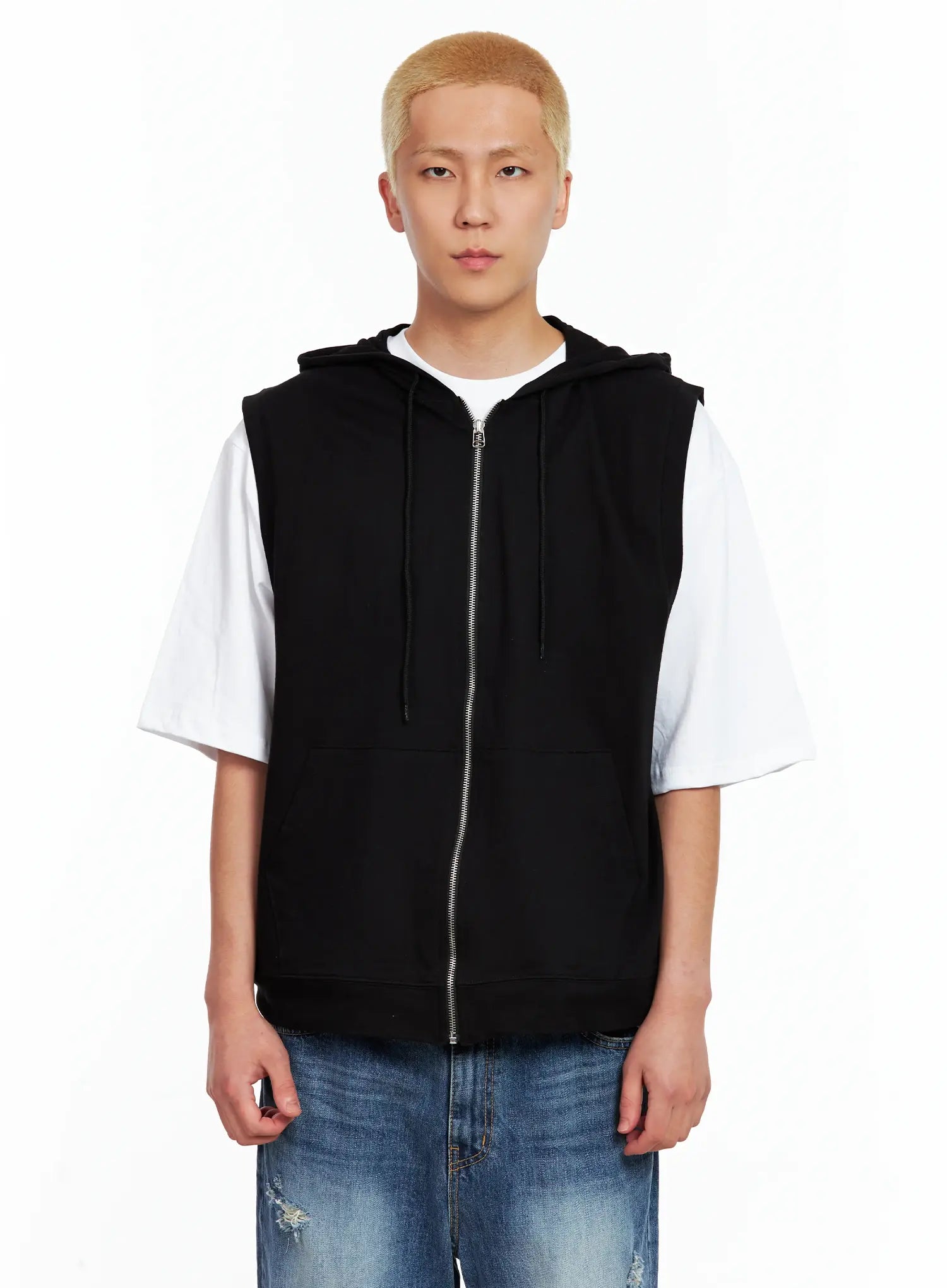 Men's Cotton Zip-Up Hoodie Vest IL511