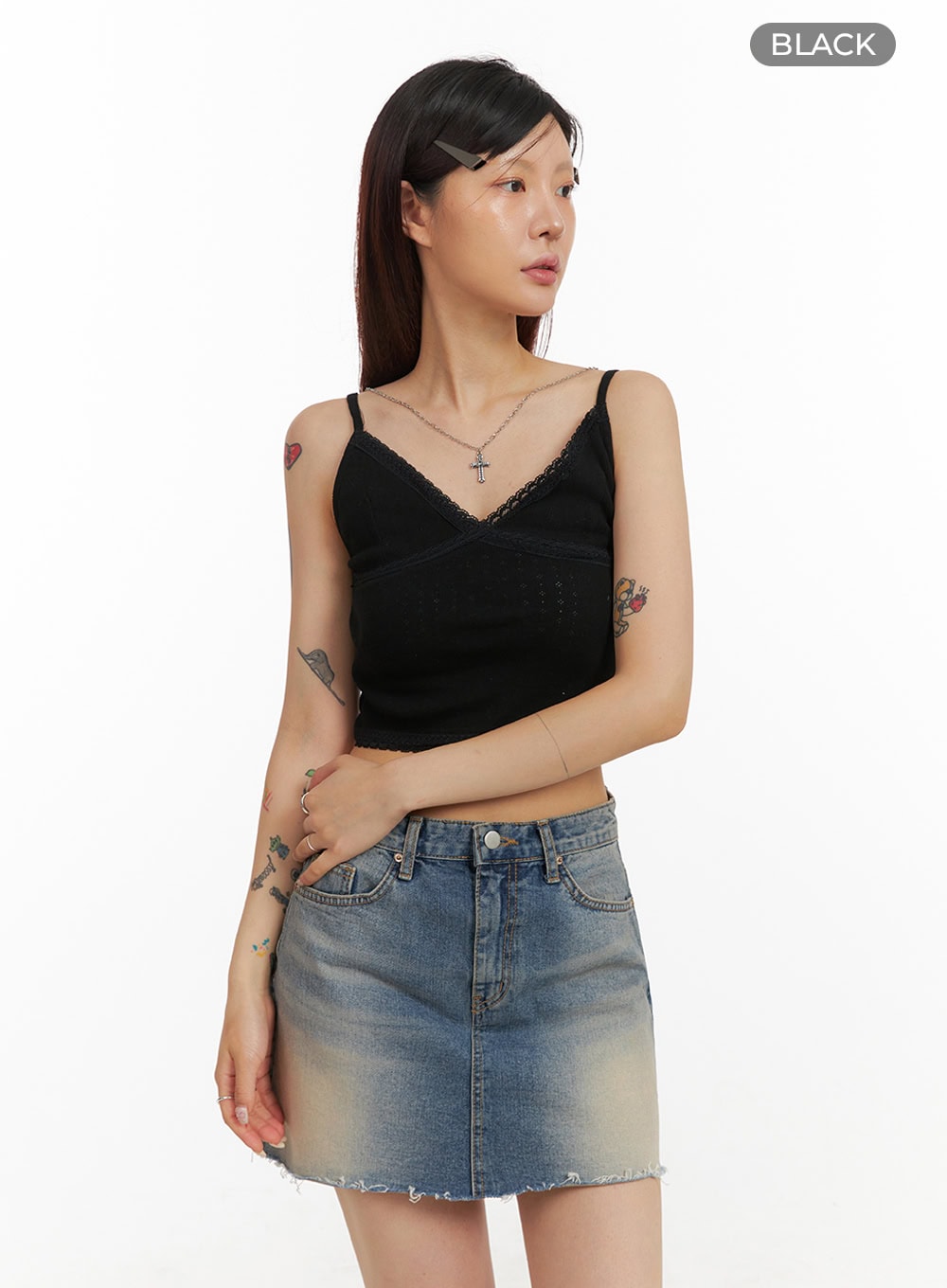 Lace Sweetheart Crop Cami Top IY410