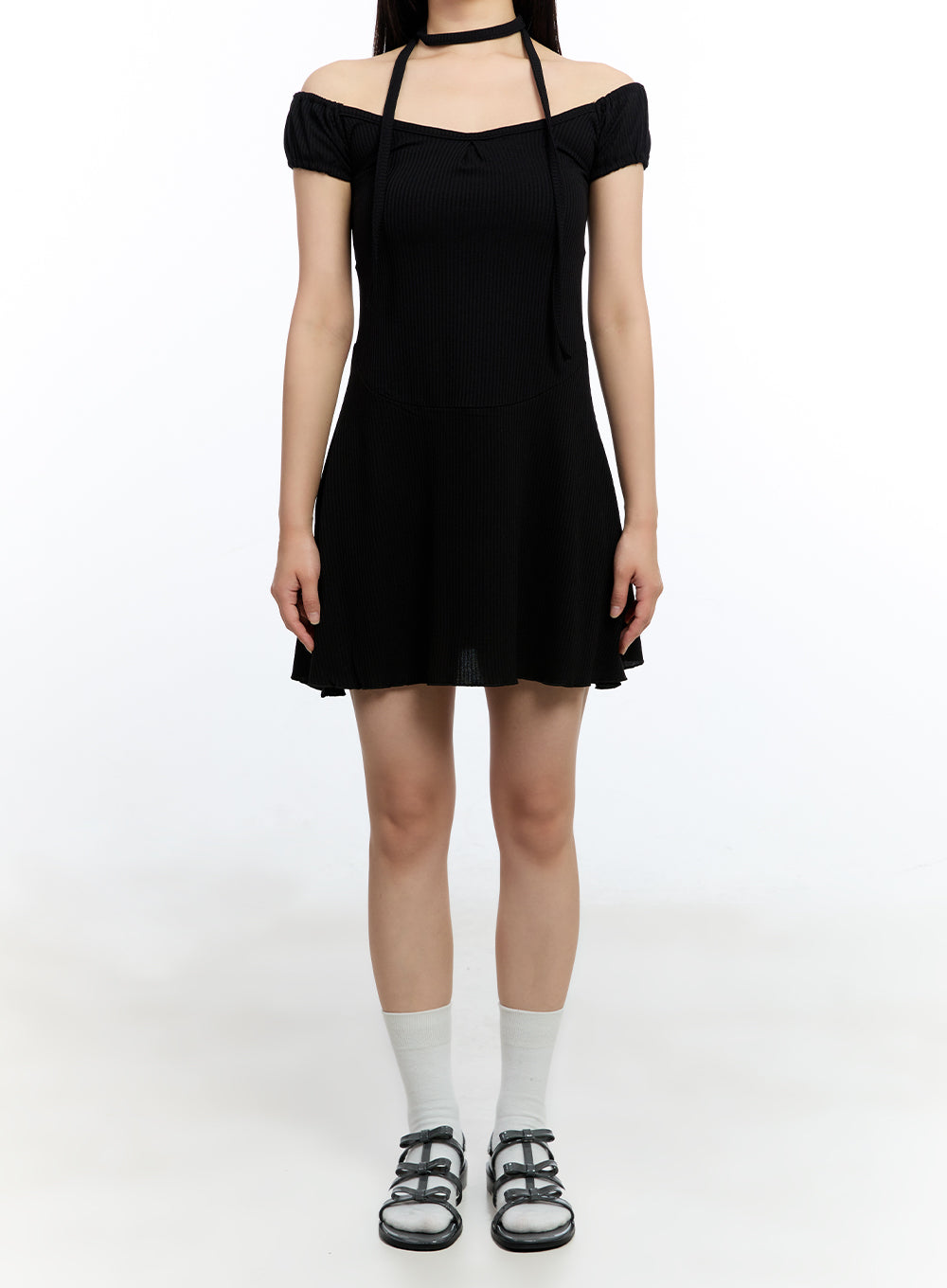 Flare Mini Dress with Scarf Set IU503