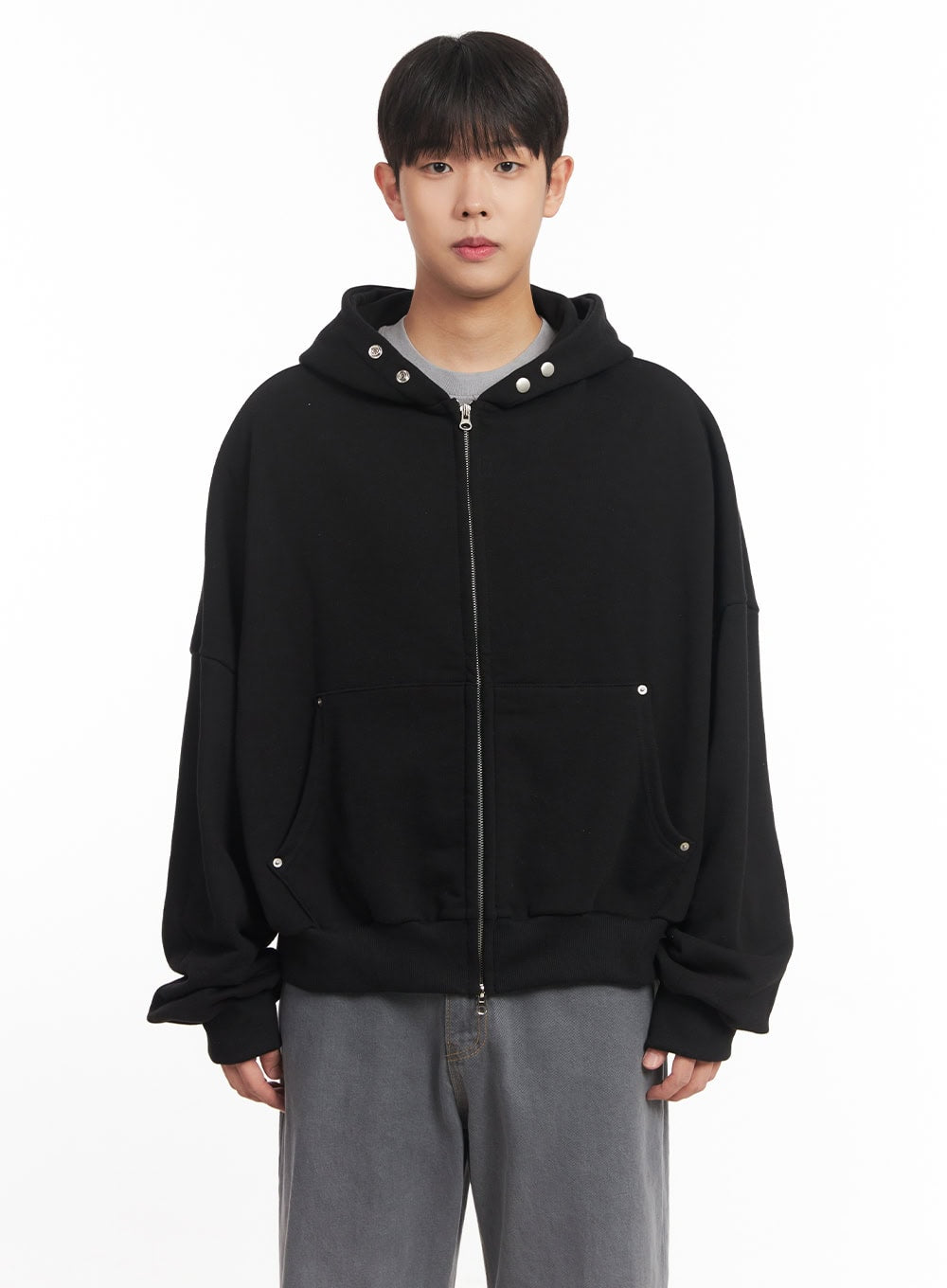 Men's Oversize Zip-Up Hooded Jacket IM527