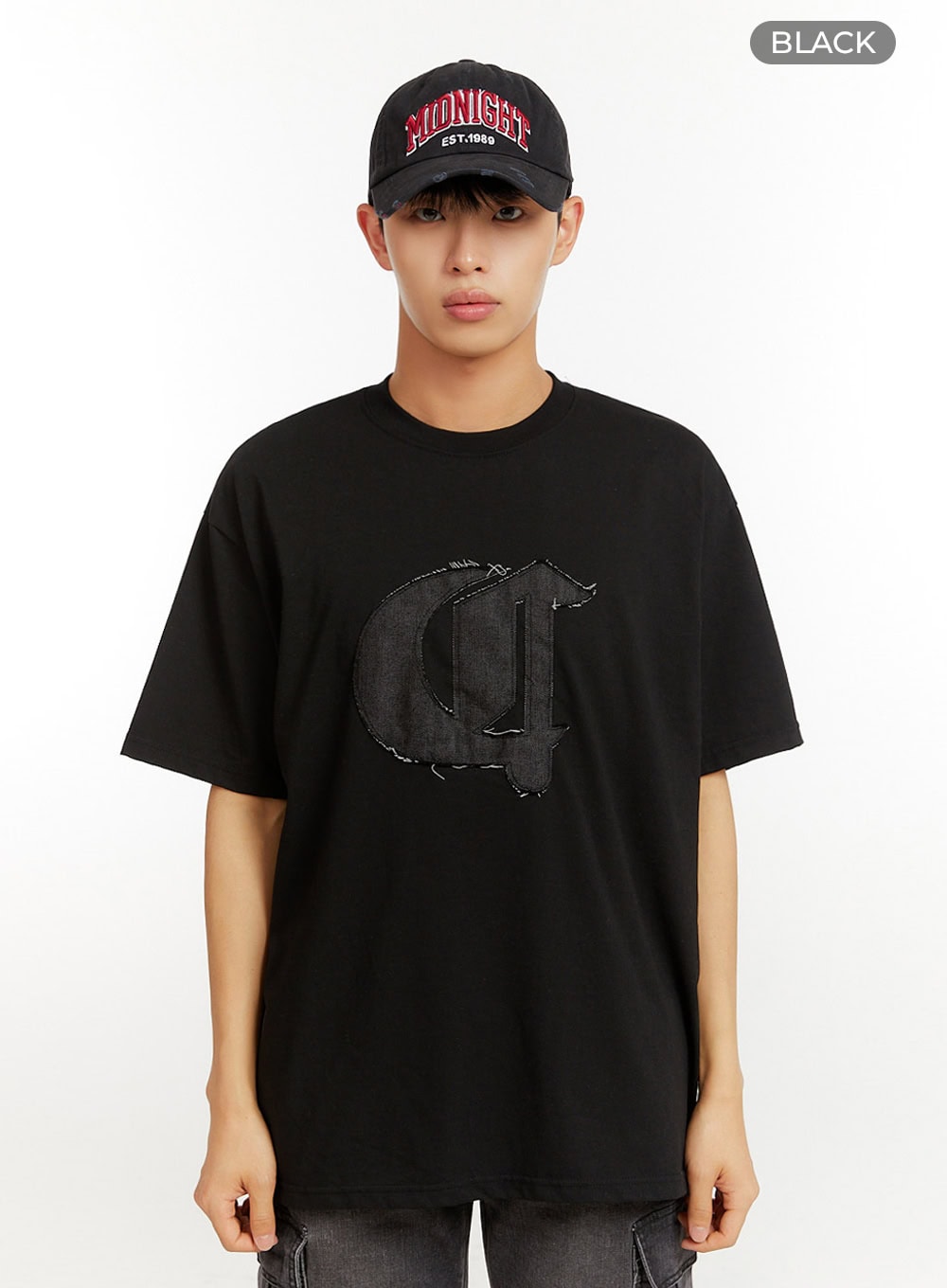 Men's Patchwork Graphic Cotton T-Shirt IU427