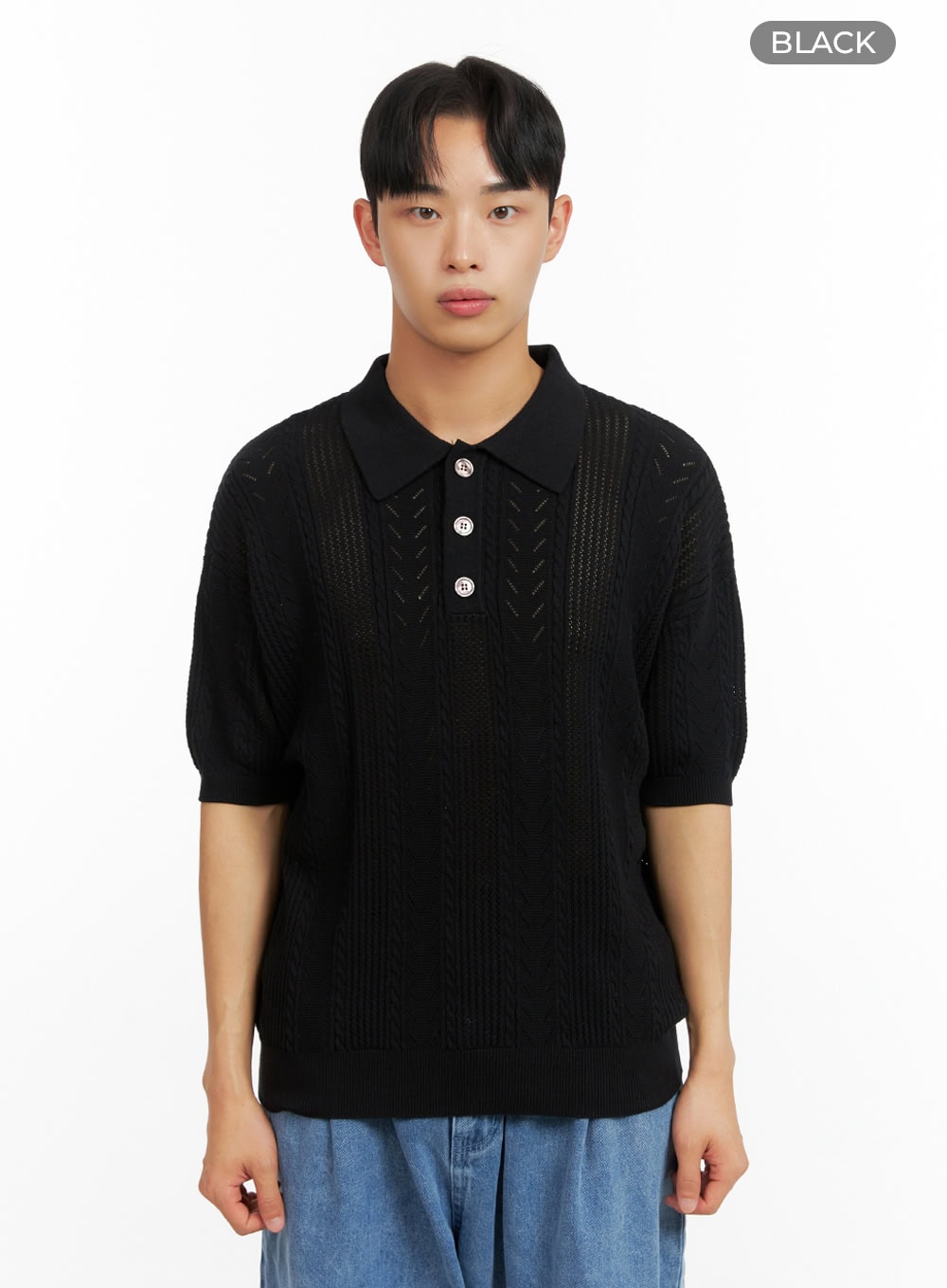 Men's Cotton Buttoned Collar T-Shirt IU412