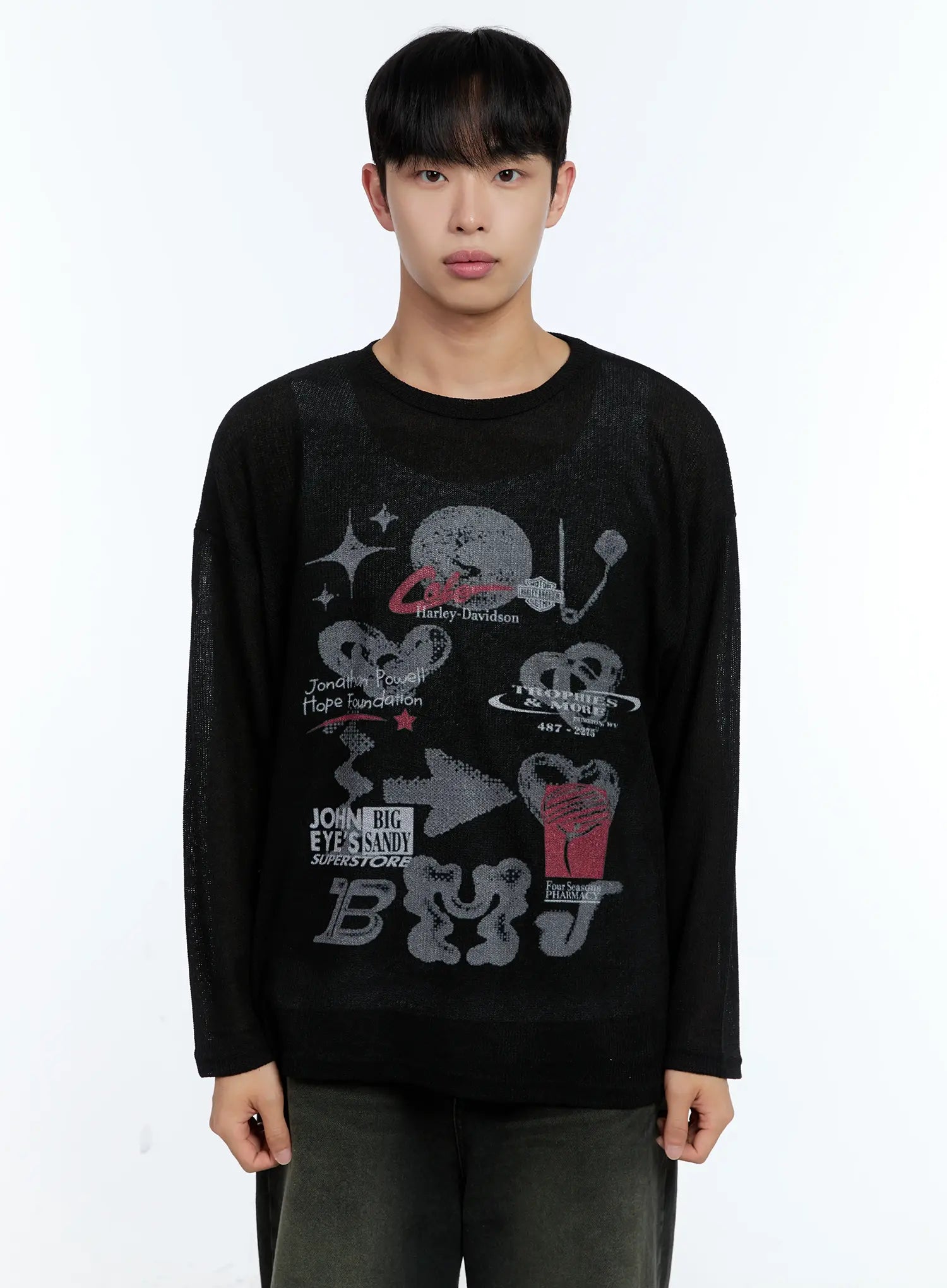 Men's Graphic Linen Long-Sleeve Tee IL515