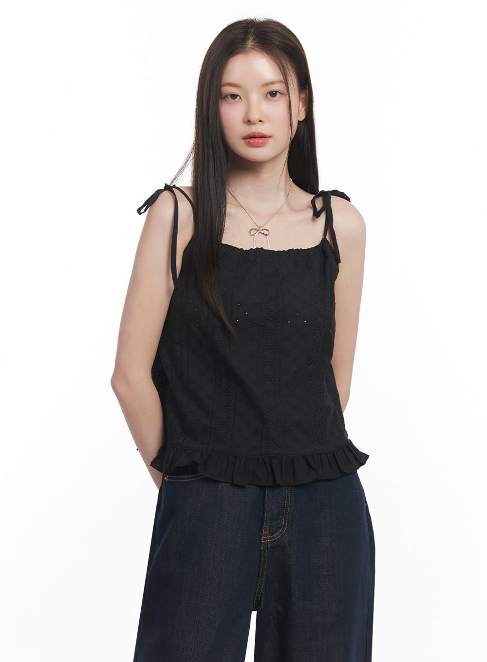 Frill Lace Ribbon Cami Top IY509