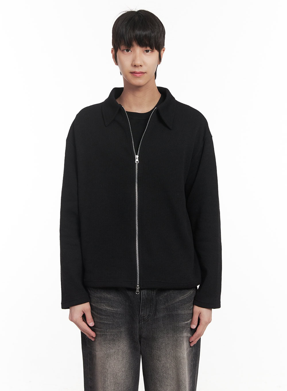 Men's Zip-Up Collared Cardigan Jacket IM518