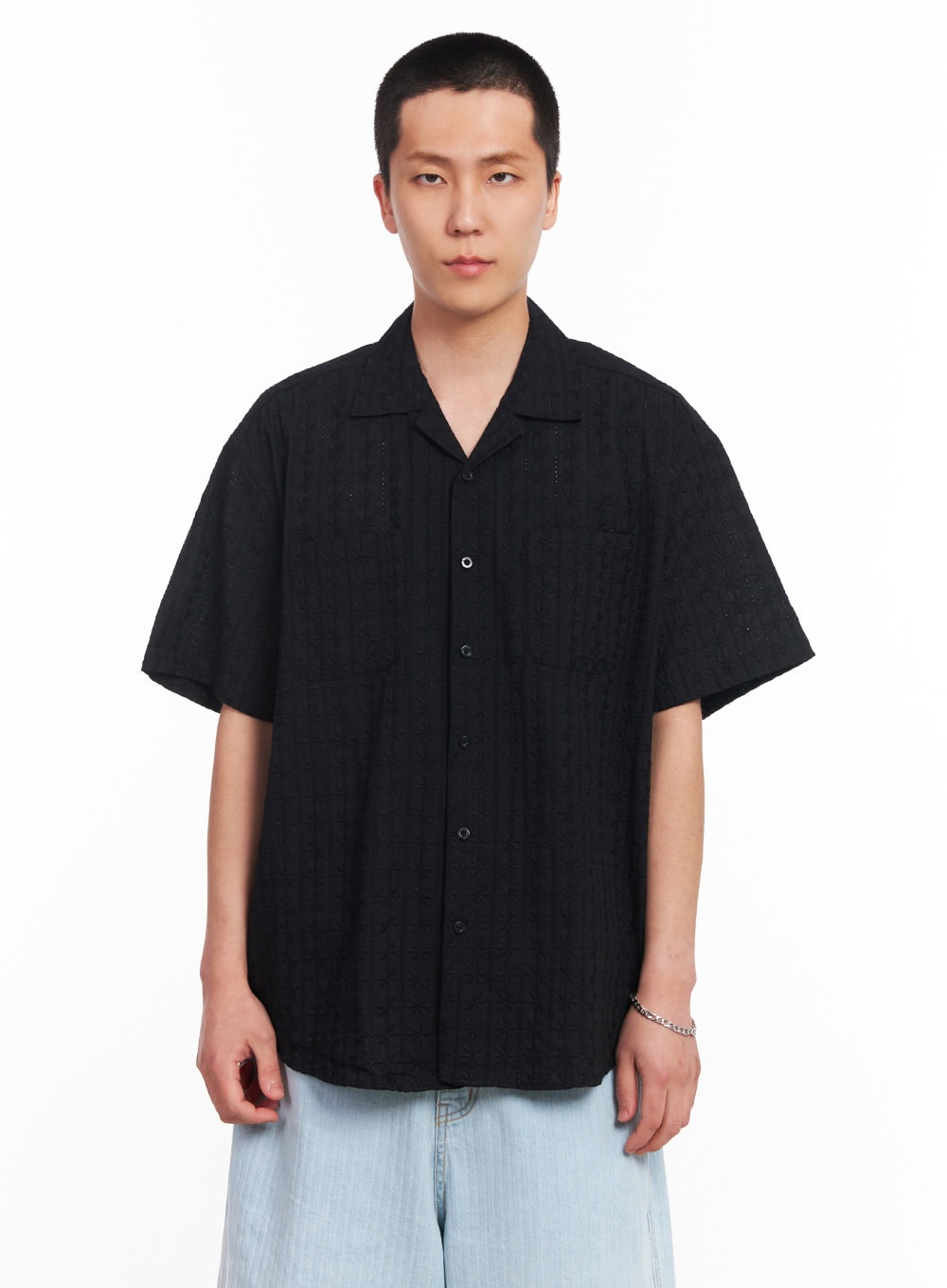 Men's Crochet Collared Shirt IU512