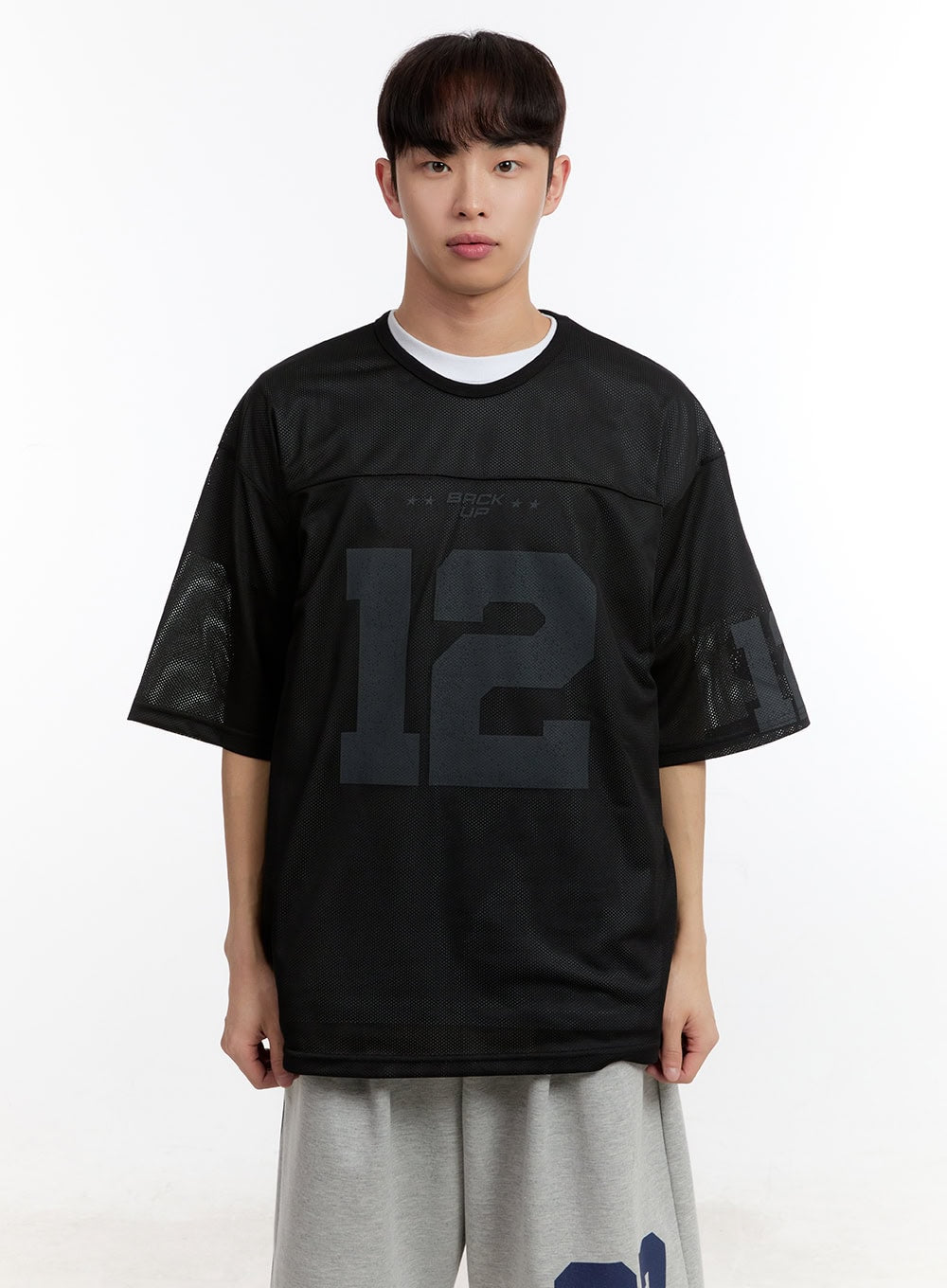 Men's Oversized Graphic Mesh T-Shirt IA504