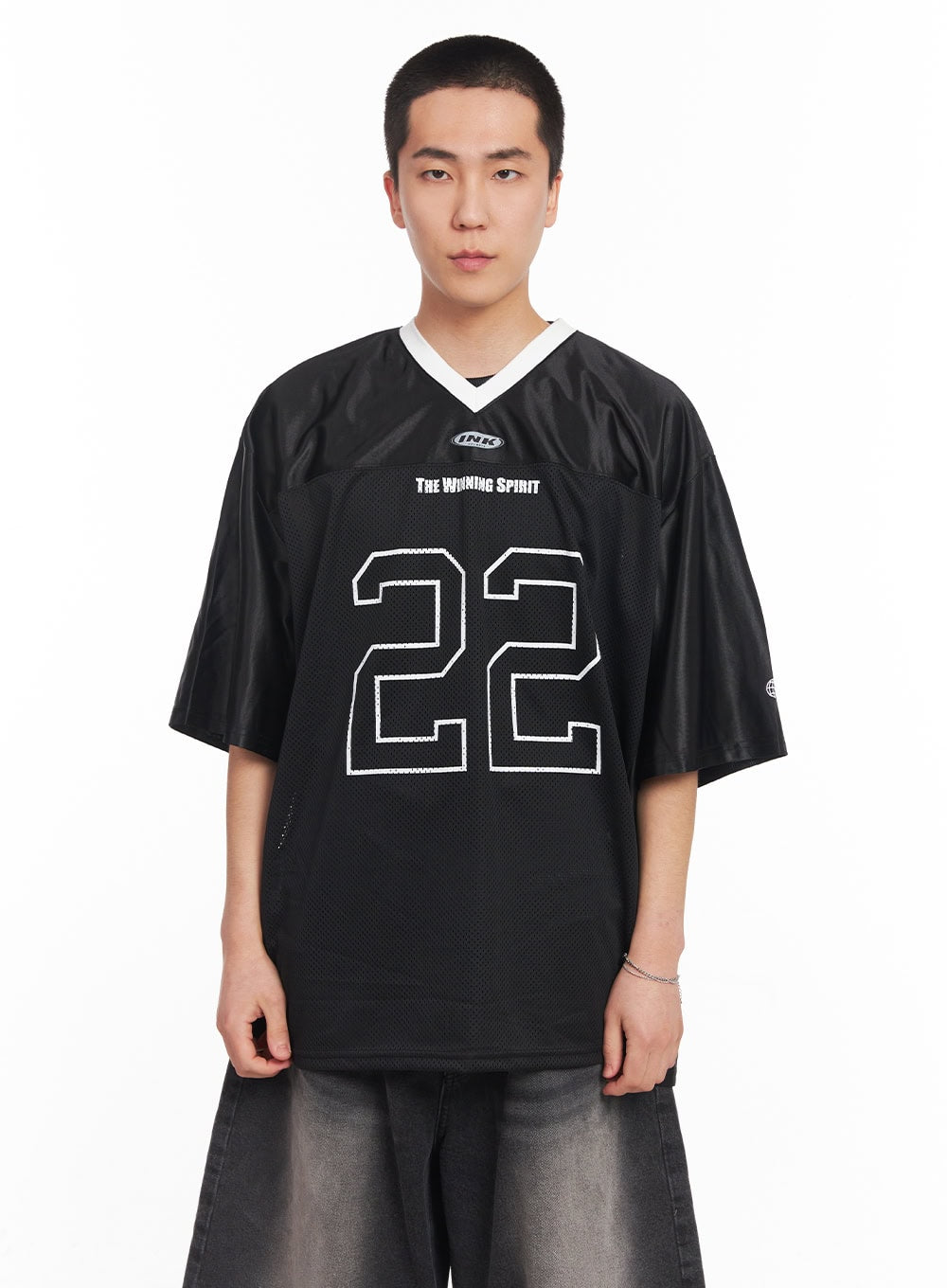 Men's Mesh V-Neck Graphic Tee IY505