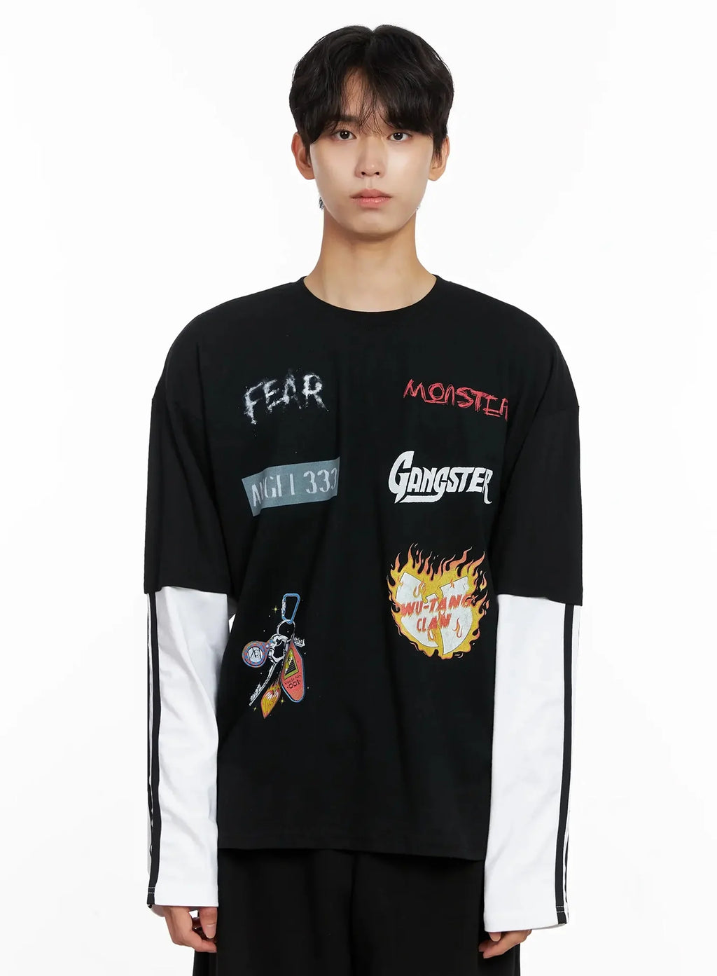 Men's Graphic Layered Long Sleeve Top IO517