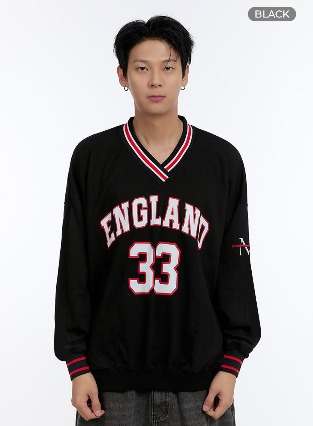 Men's Jersey Print V-Neck Sweatshirt IO428