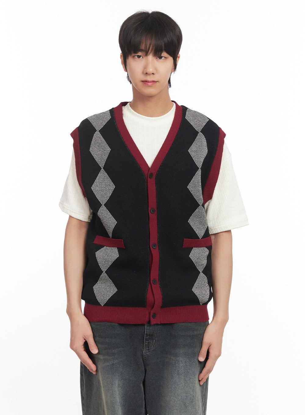 Men's Argyle V-Neck Sweater Vest IA511