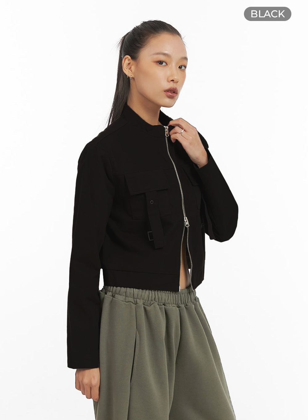 Fit Cotton Zip-Up Solid Jacket IO409