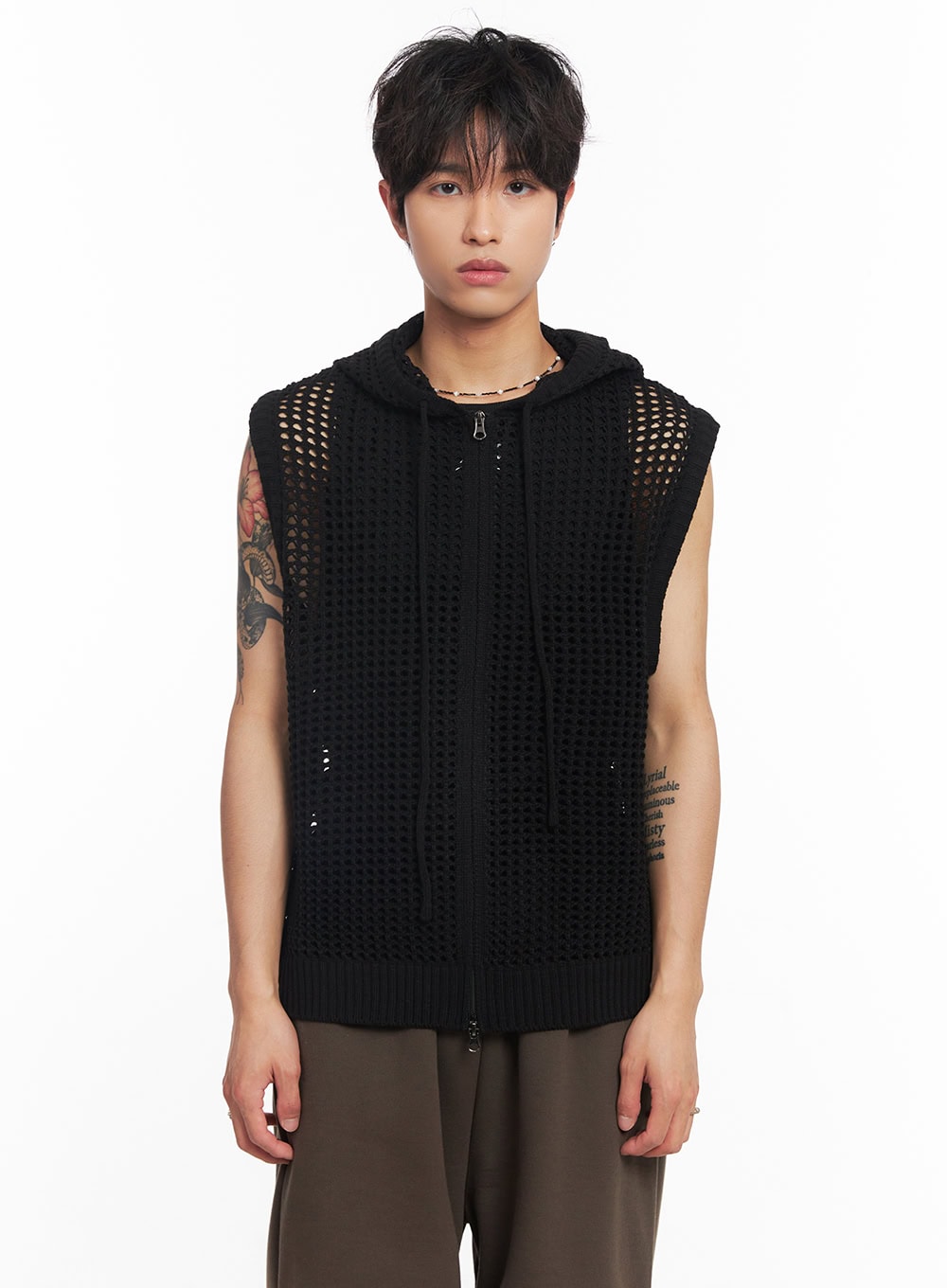 Men's Mesh Zip-Up Hooded Vest IY508