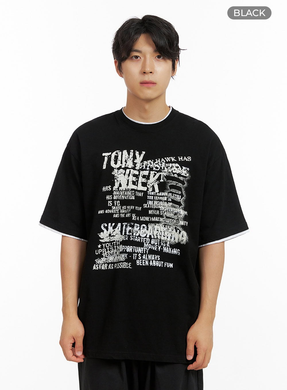 Men's Double Layer Graphic T-Shirt IG409