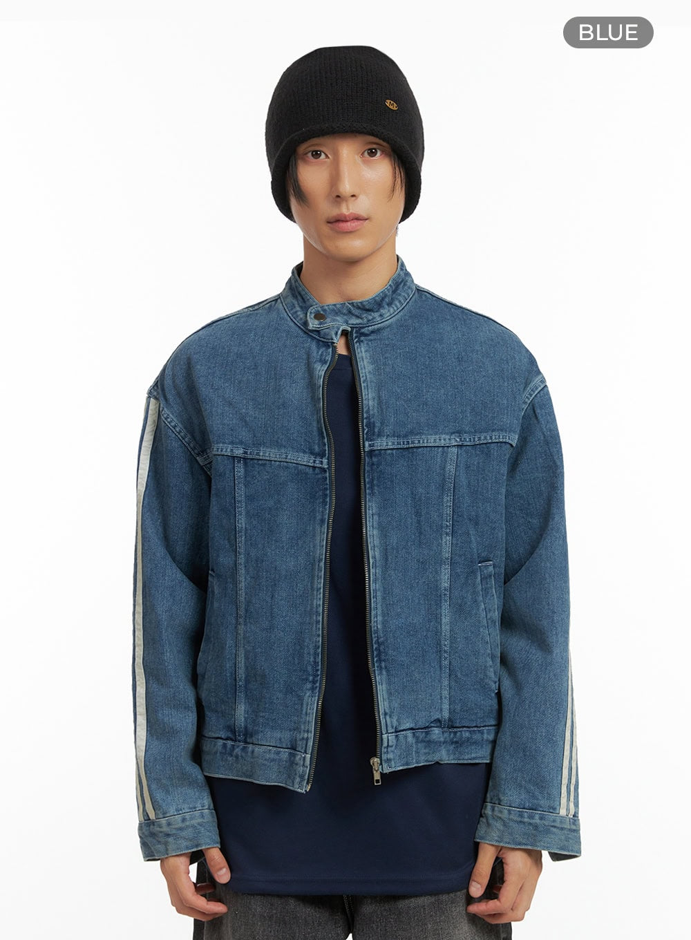 Men's Striped Button Denim Jacket IO417