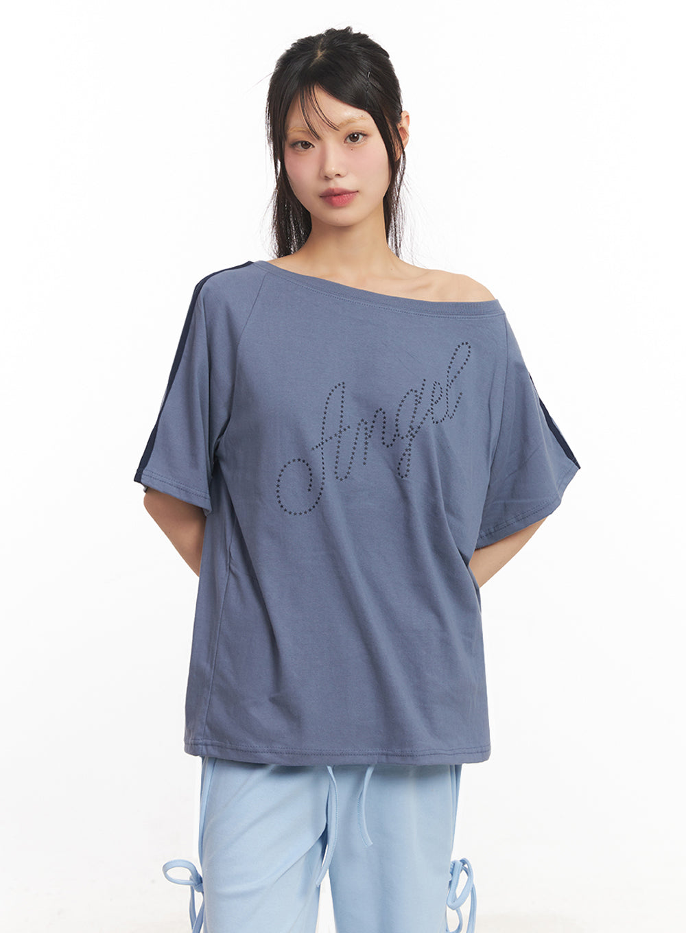 Angel One-Shoulder Stripe T-Shirt IY502