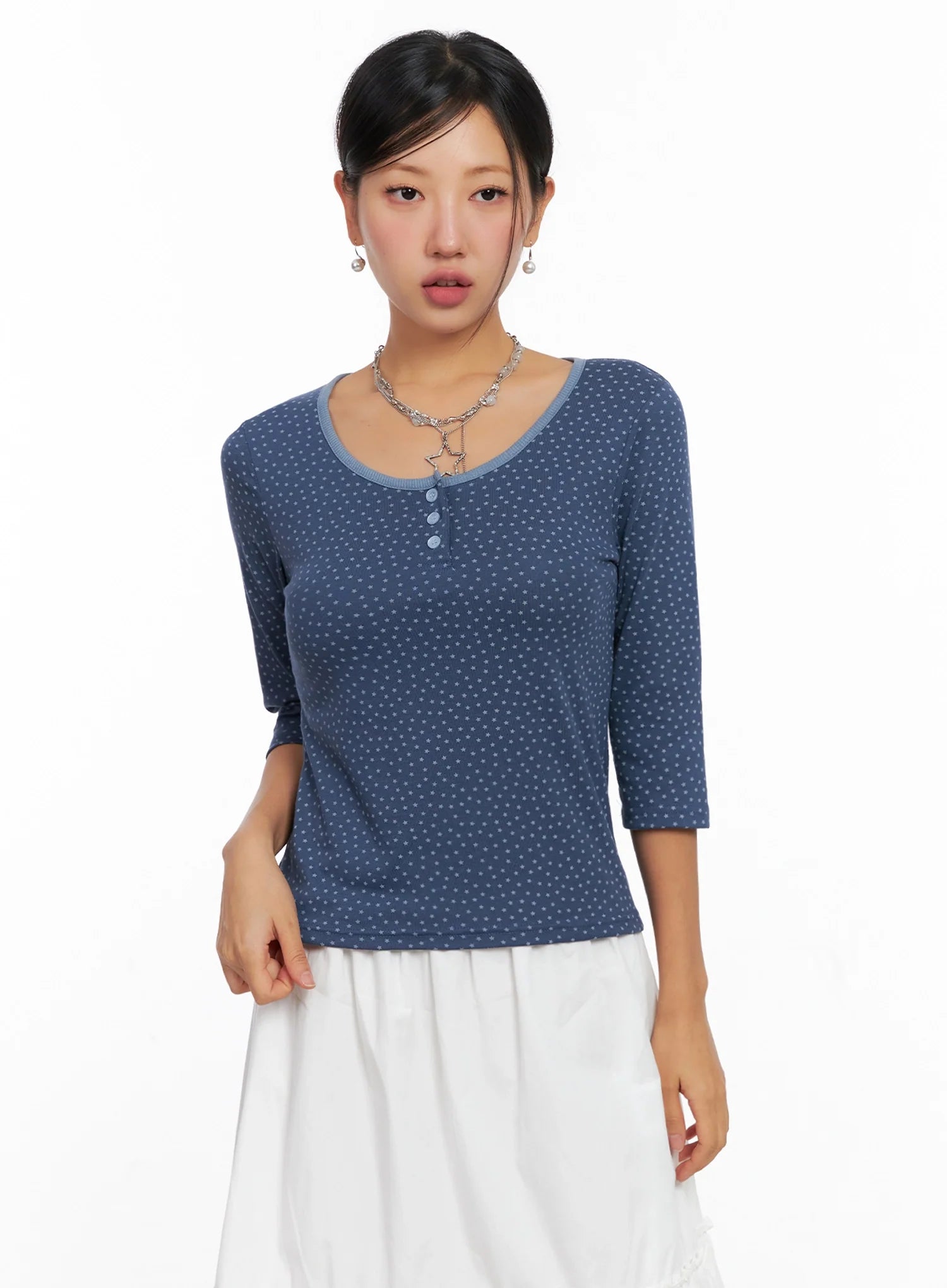 3/4 Sleeve Round Neck Tee IG527