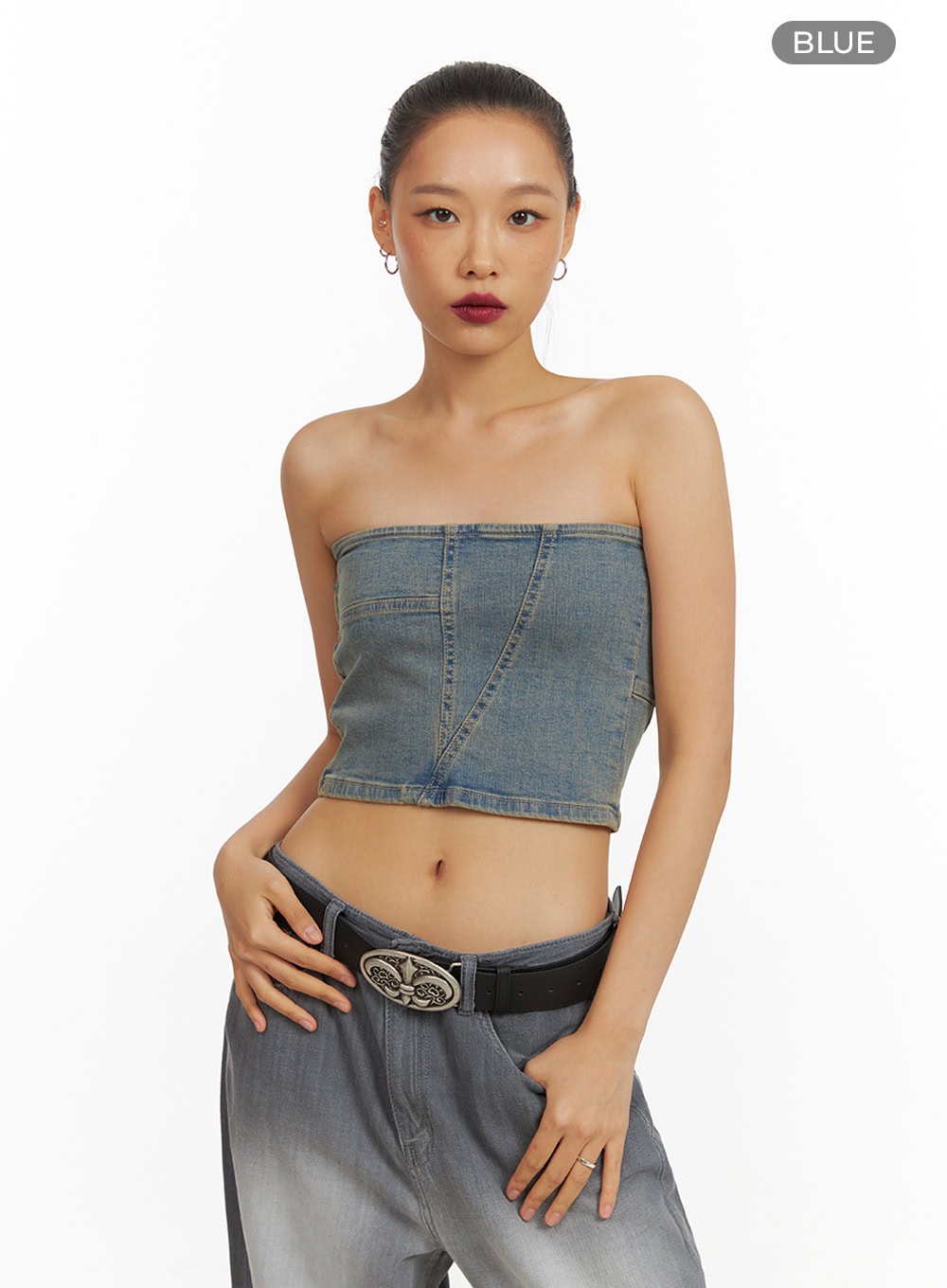 Washed Denim Tube Top IY422