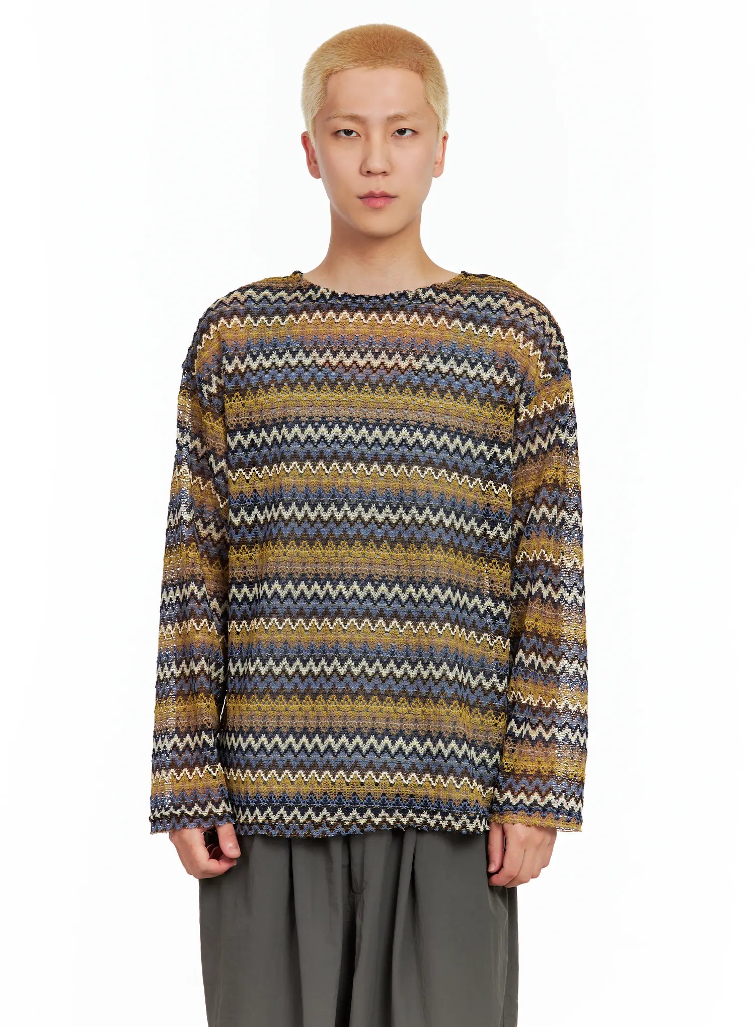 Men's Grunge Mesh Long-Sleeve Tee IL511