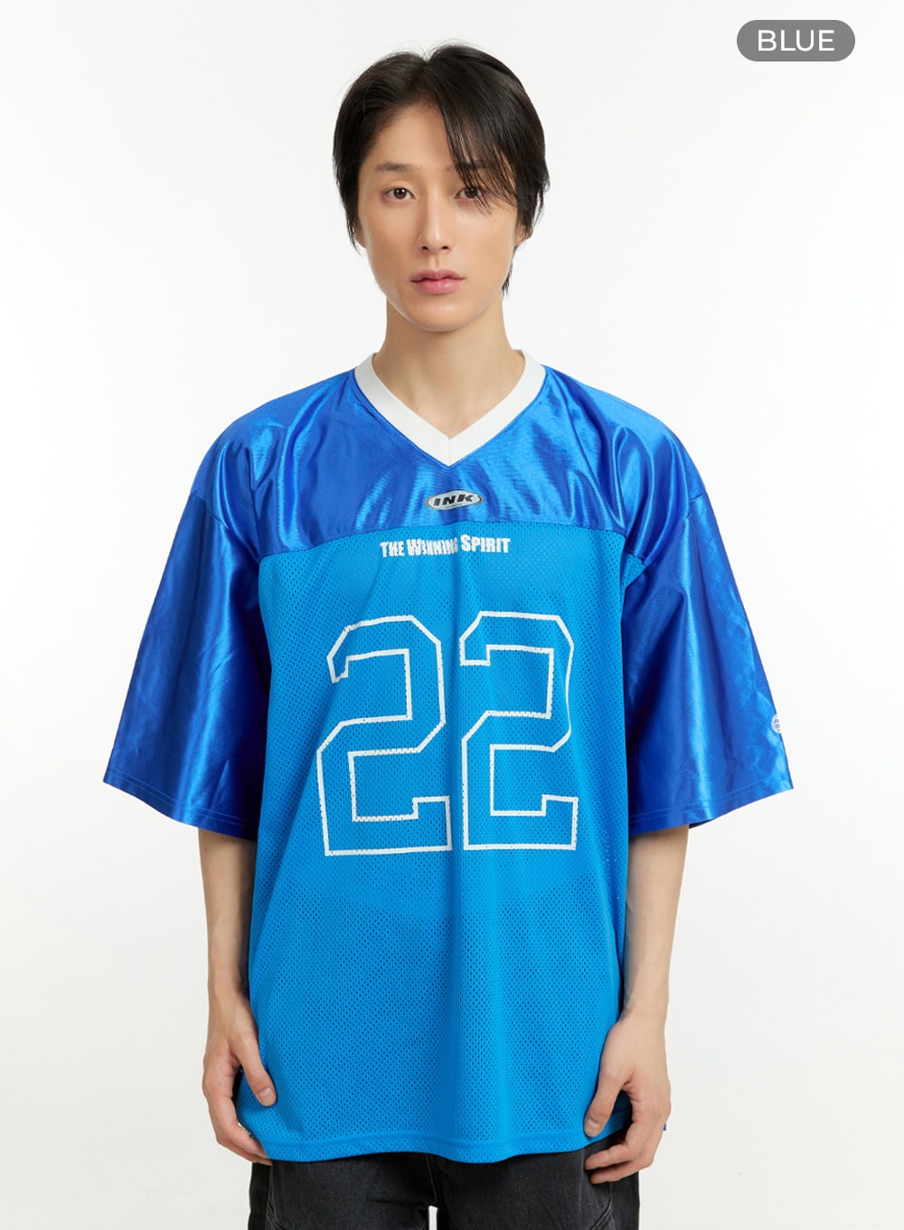 Men's Mesh Lettering V-Neck T-Shirt IL418