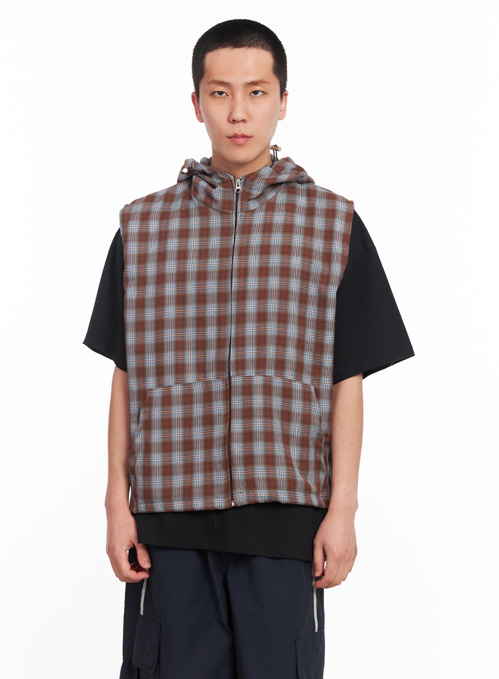 Men's Sleeveless Plaid Vest IU512