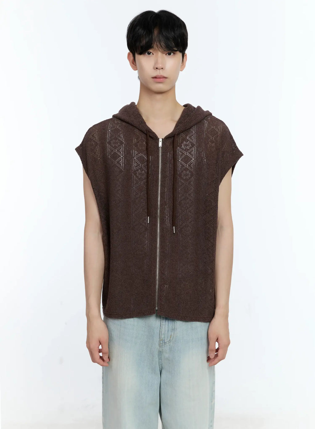 Men's Sleeveless Knit Zip-Up Jacket IG501