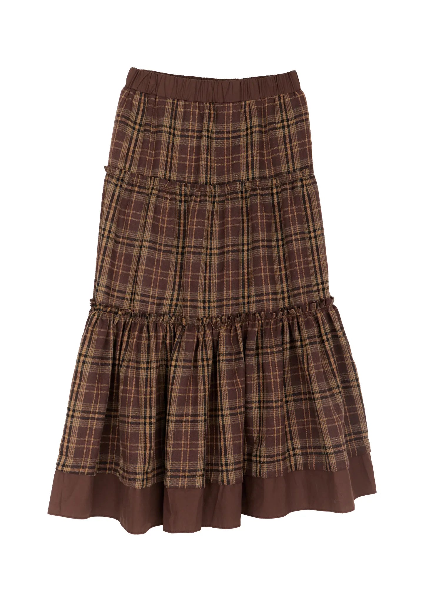 Plaid Tiered Maxi Skirt CO515