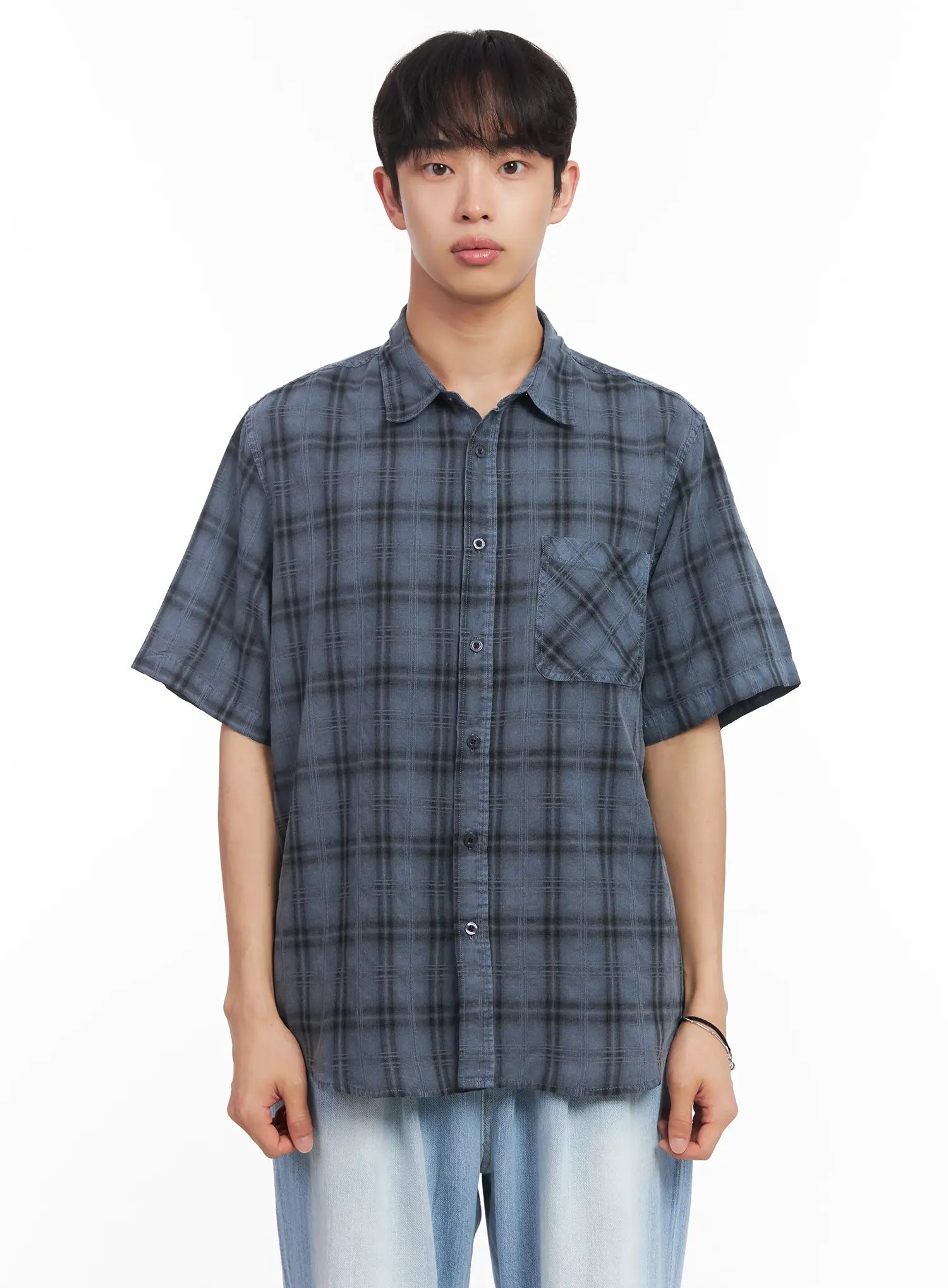 Men's Short-Sleeve Flannel Shirt IU519