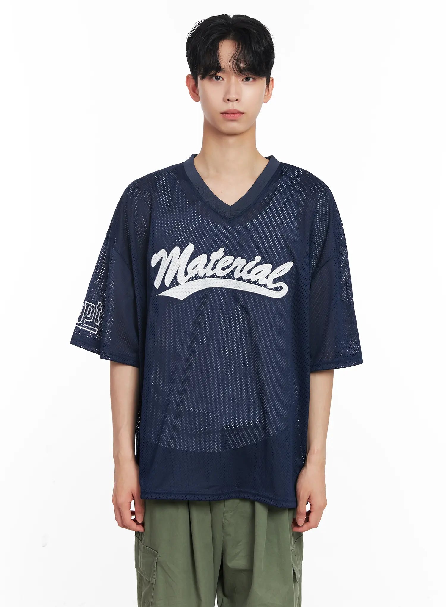 Men's Embroidered Mesh Graphic Tee IU526