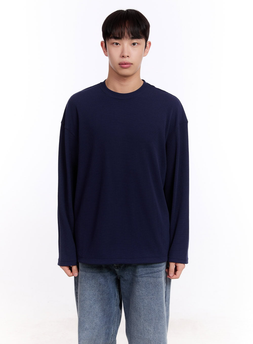 Men's Oversized Waffle-Knit Long Sleeve Tee IM512