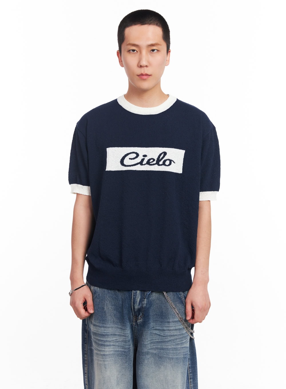 Men's Contrast Knit T-Shirt IU503