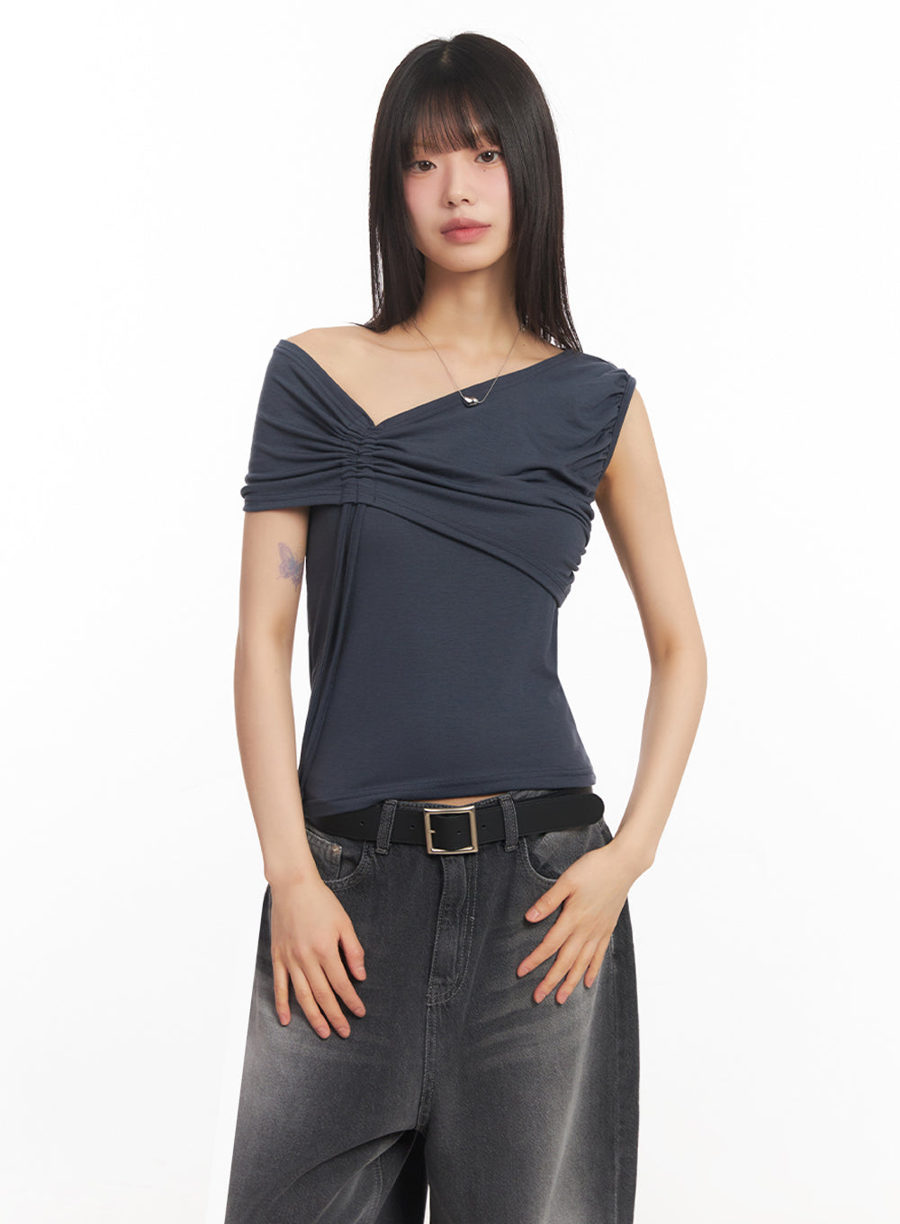 Ribbon One-Shoulder Crop Top IA528