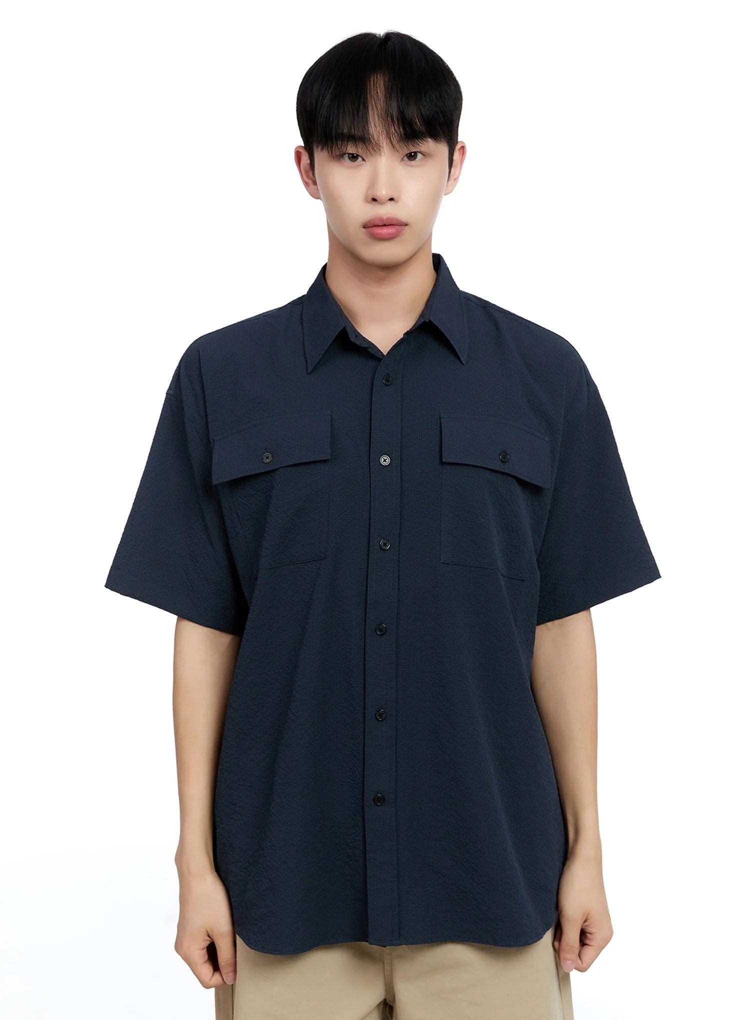 Men's Casual Crinkle Texture Shirt IG520