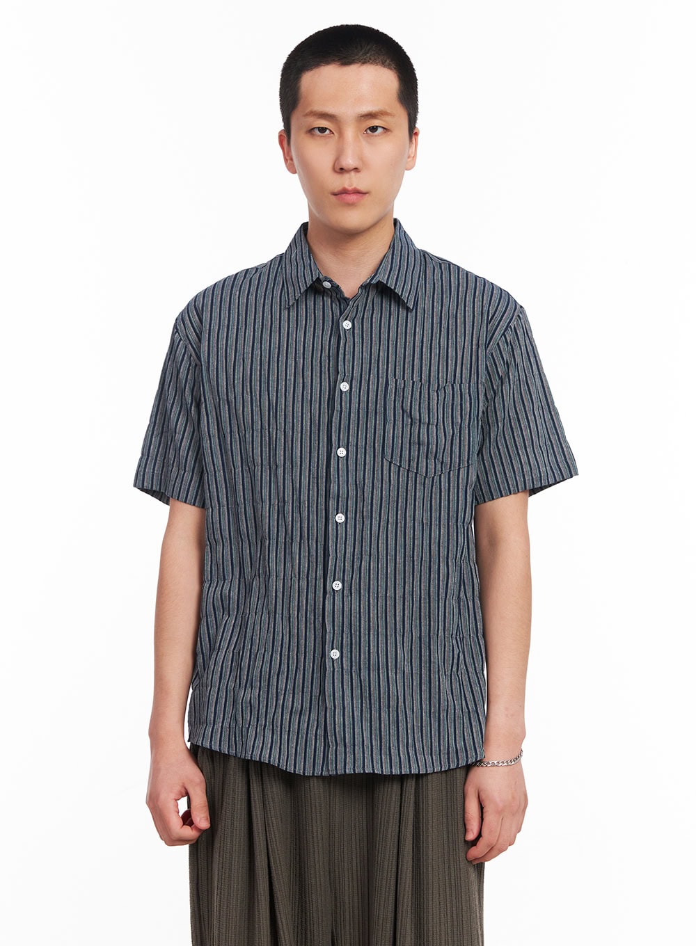 Men's Striped Collared Shirt IU512