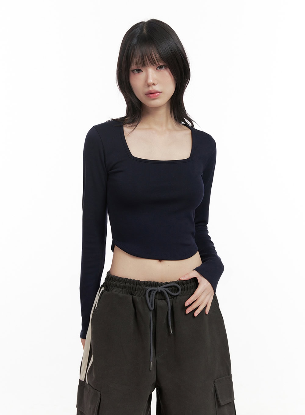 Square Neck Slim-Fit Crop Top ID402