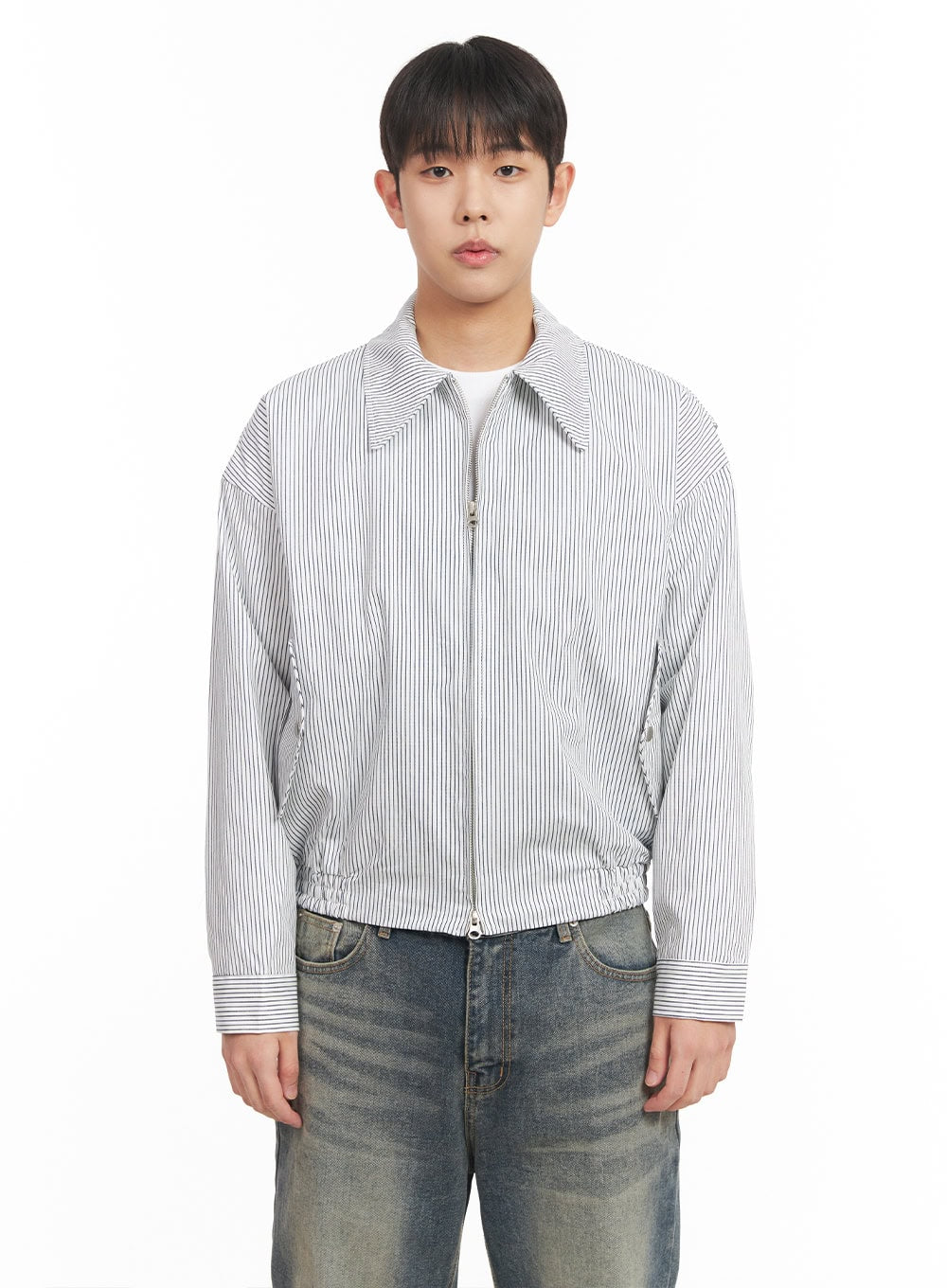 Men's Cotton Striped Zip-Up Jacket IM517