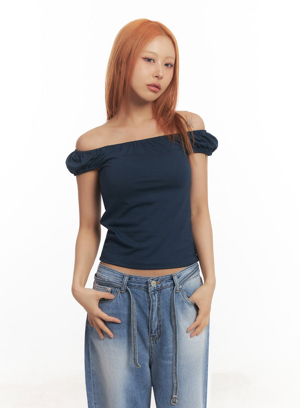 Puff Sleeve Off-Shoulder Top IA515