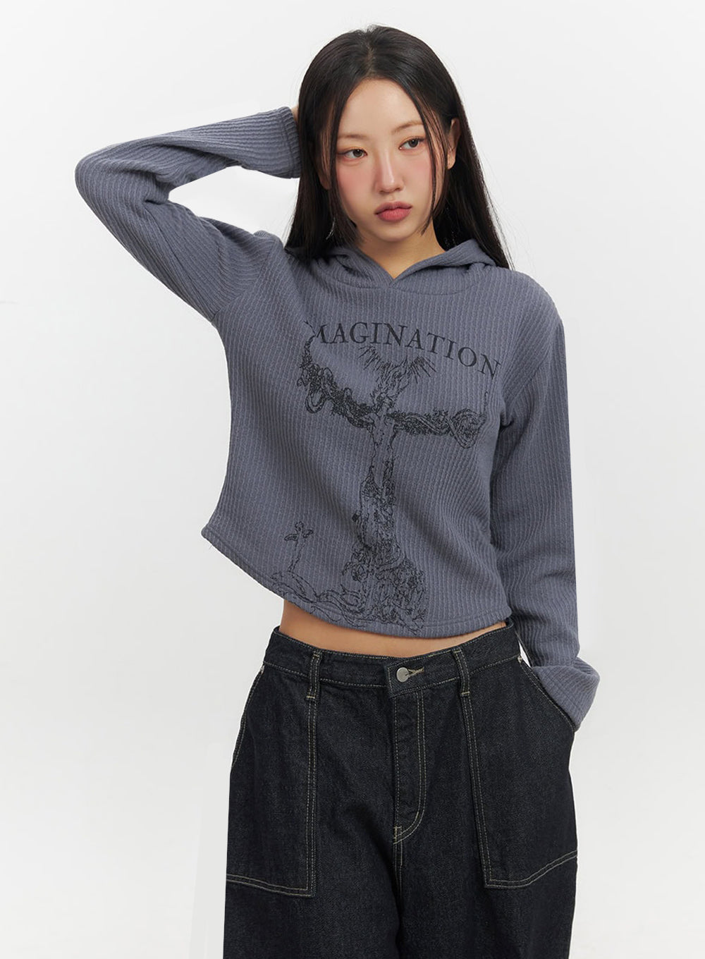 Cozy Graphic Print Hooded Sweatshirt IF511