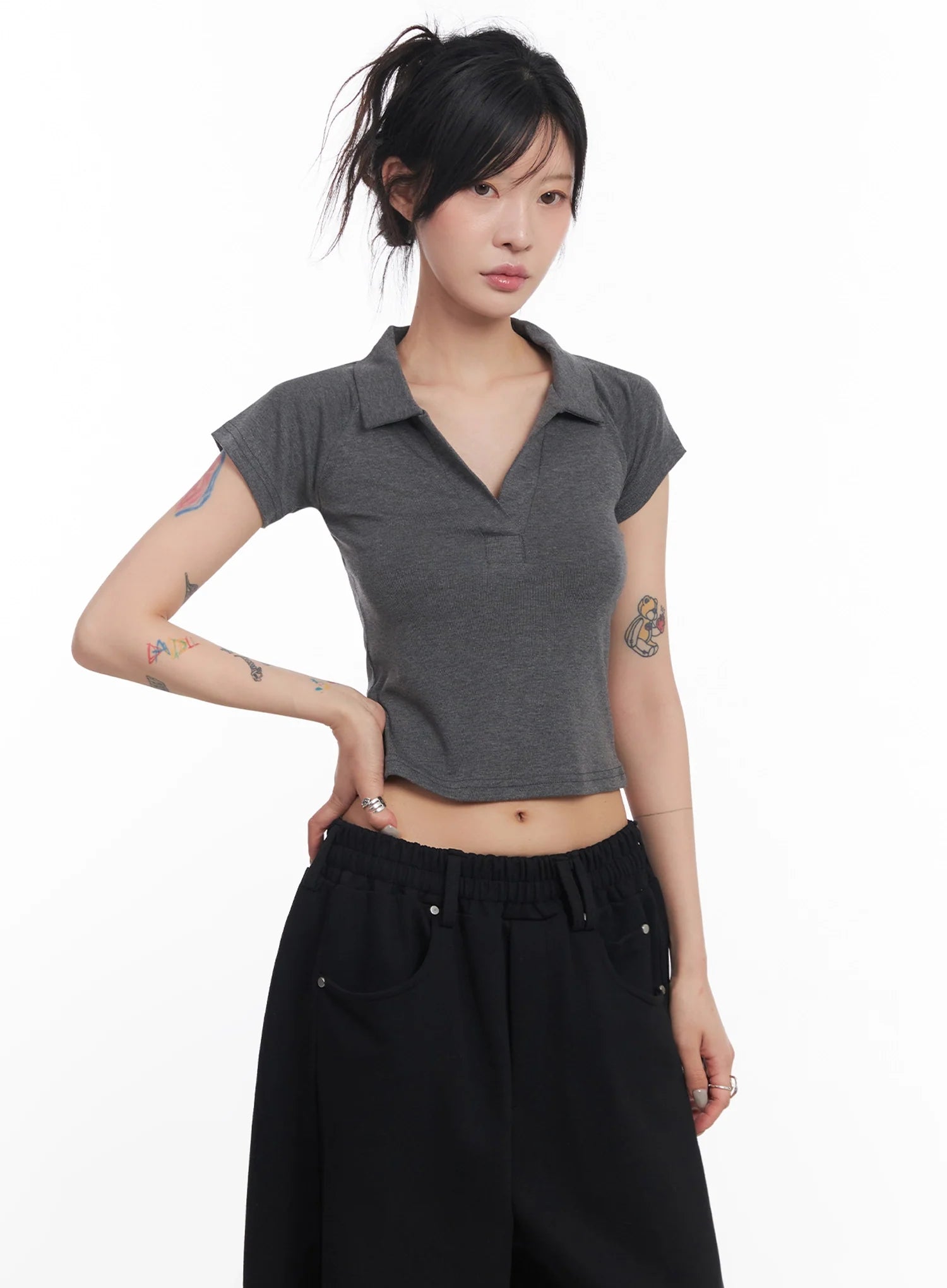 Cropped Collared Tee IC503