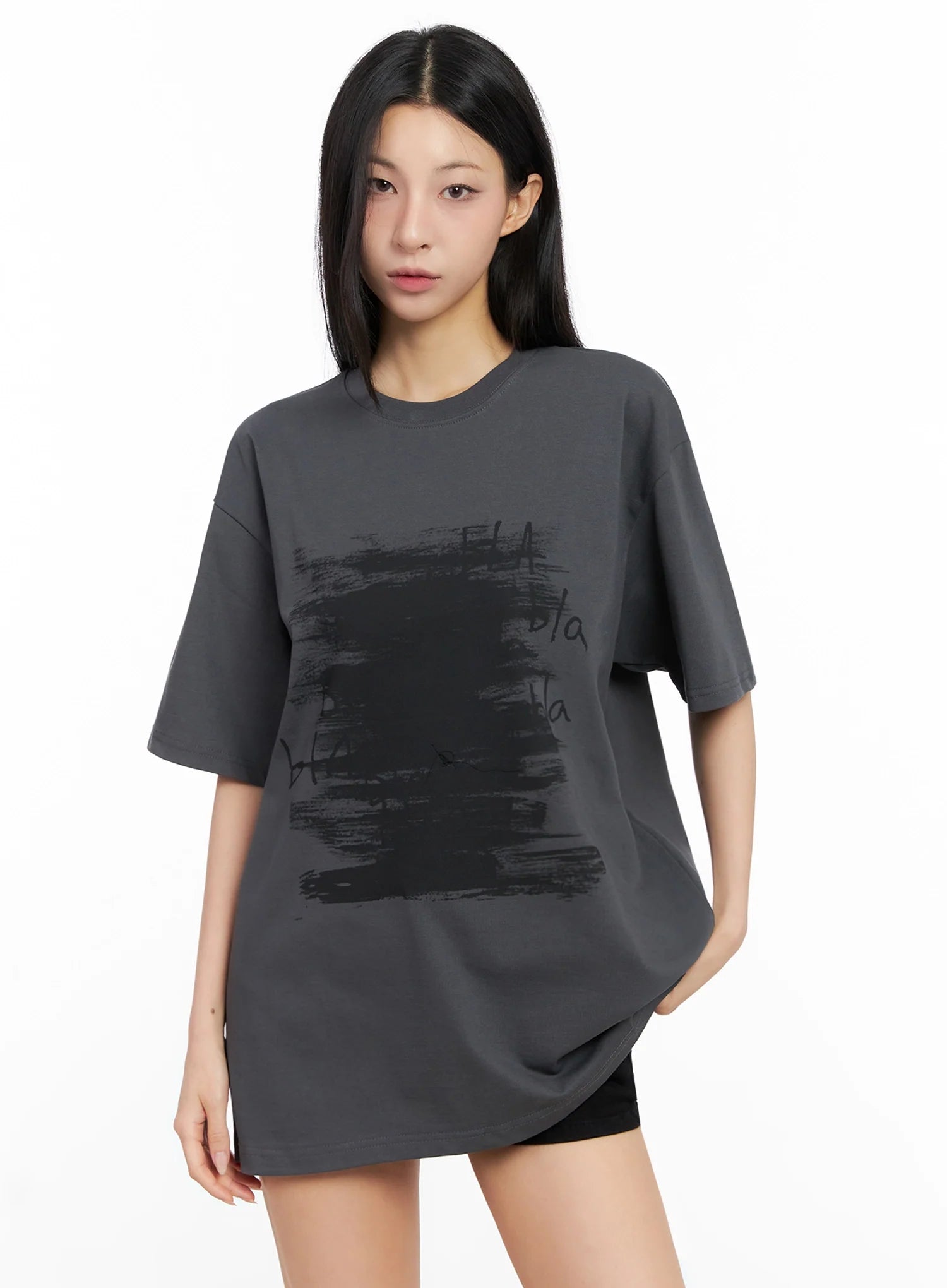Brushstroke Graphic Oversized Tee IG508