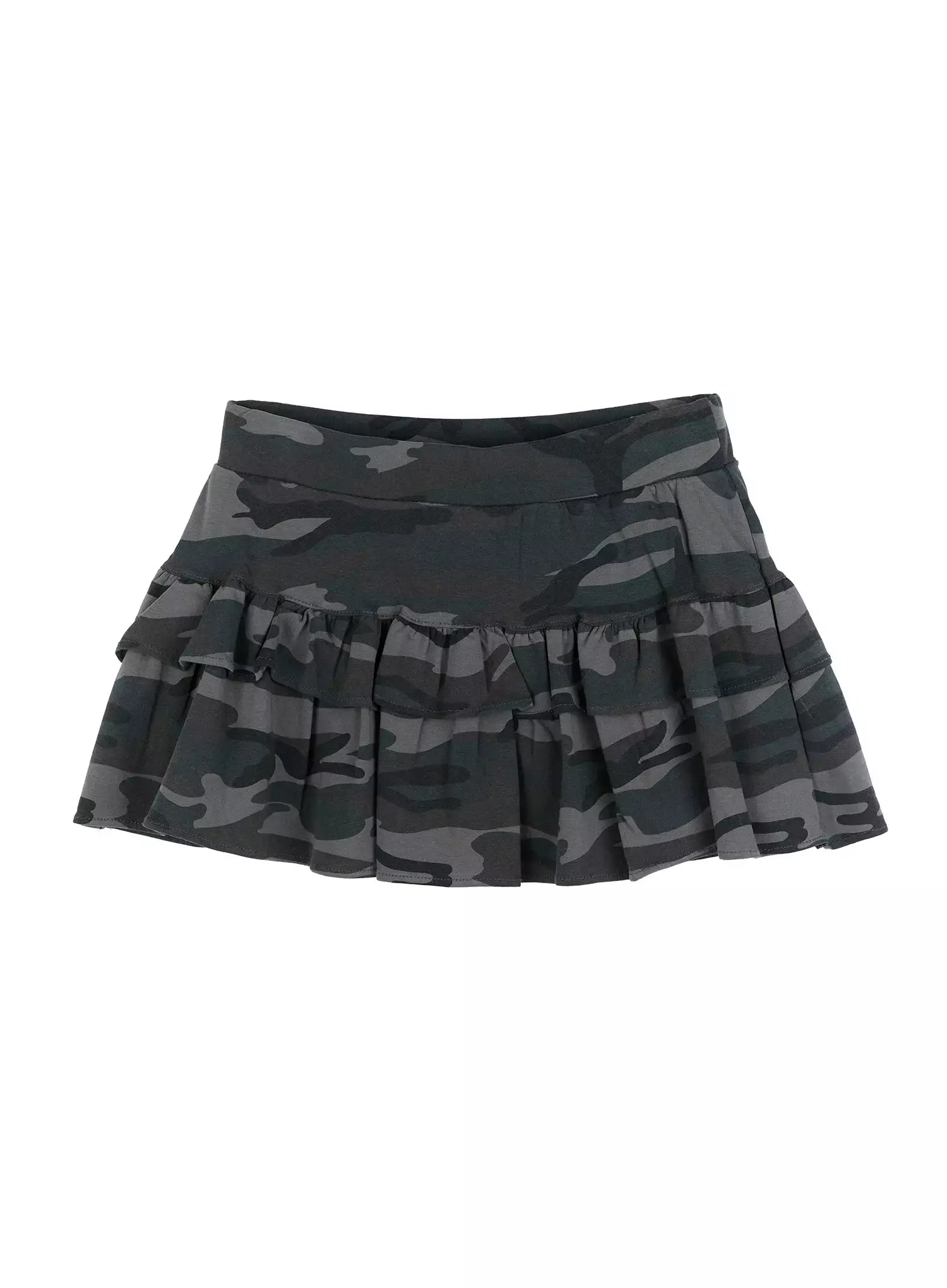 Camo Ruffle Mini Skirt IG508