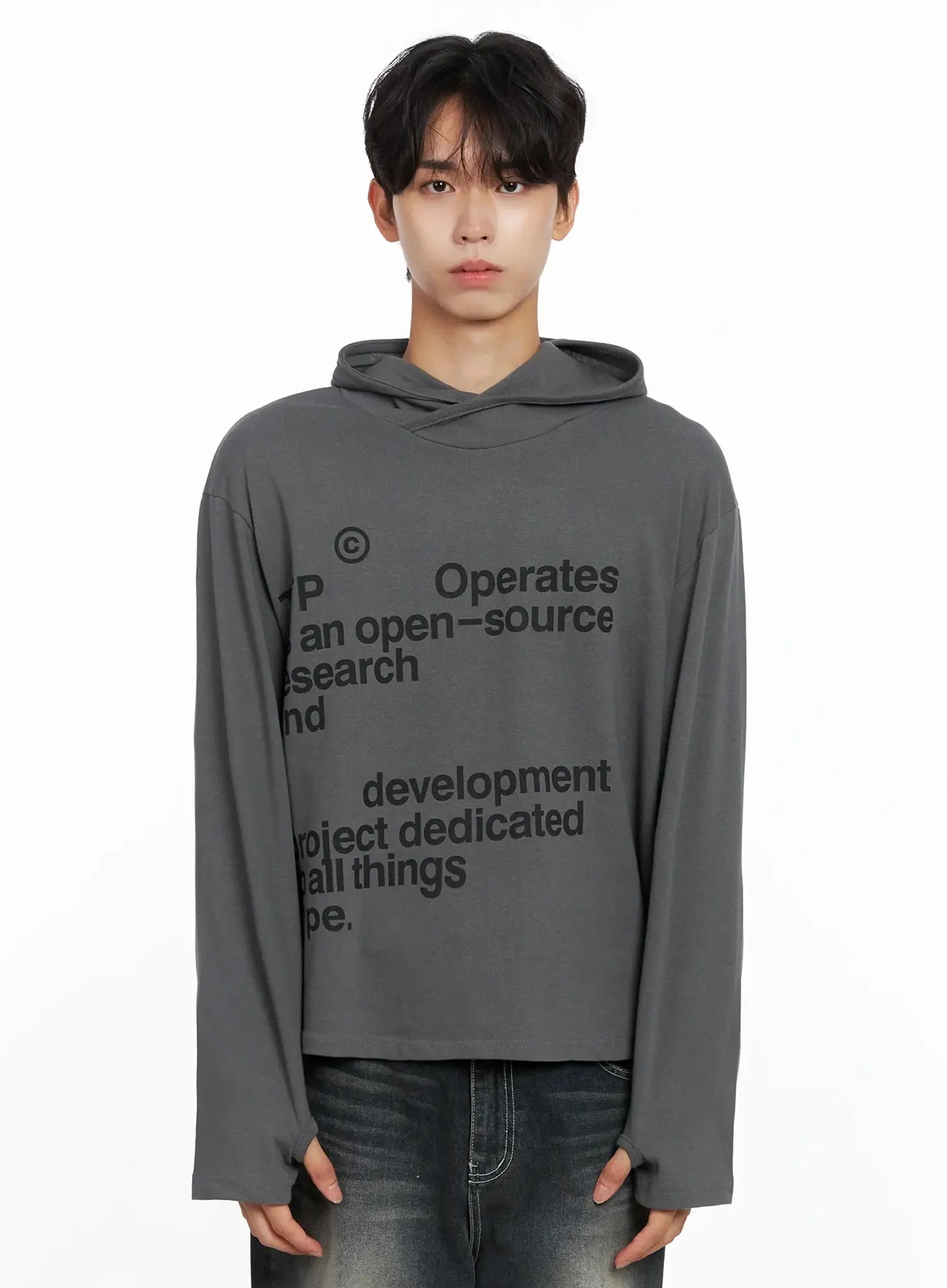 Men's Lettering Hand Warmer Hoodie IO517