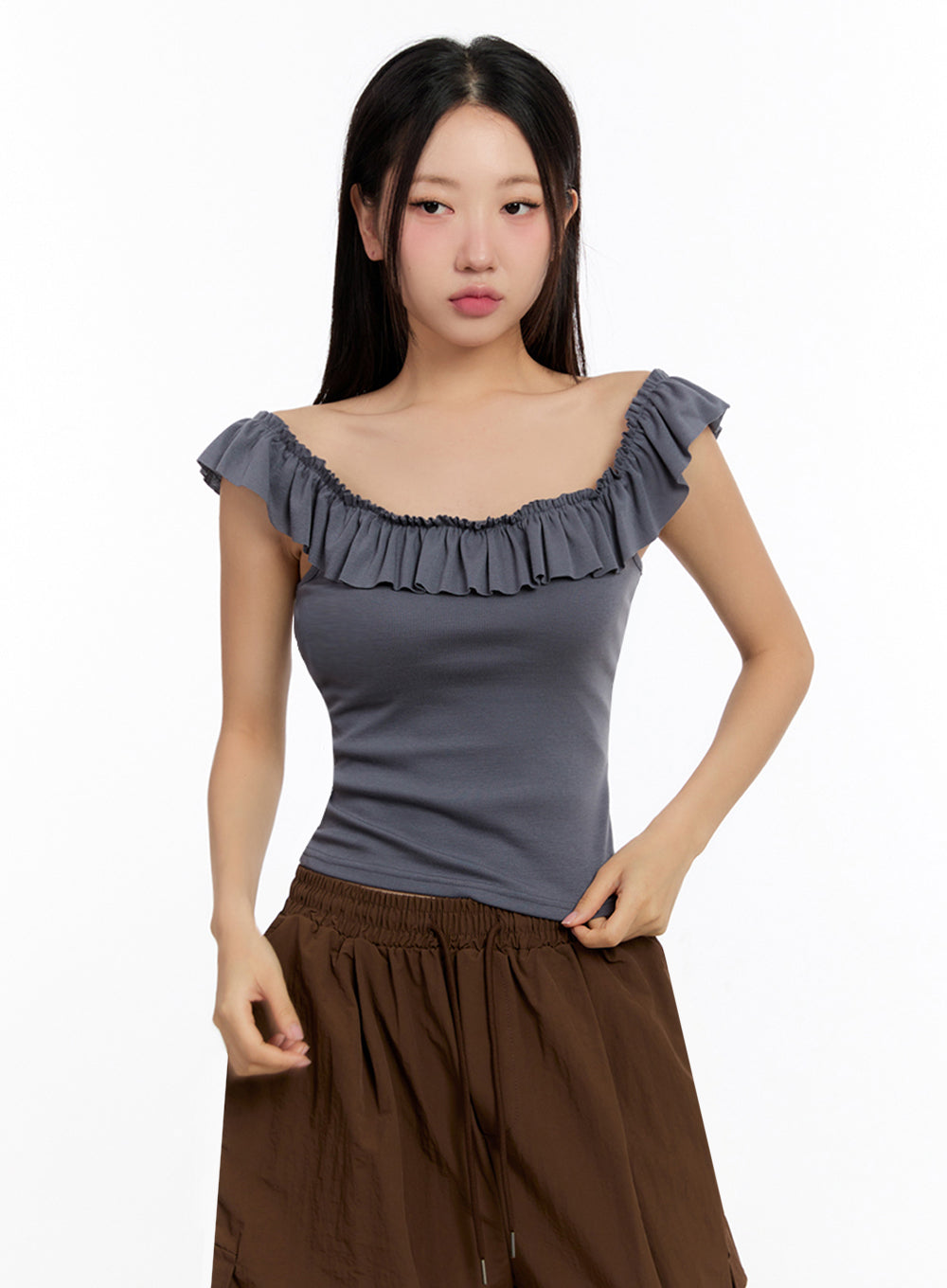 Slim-Fit Frill Tank Top IU509