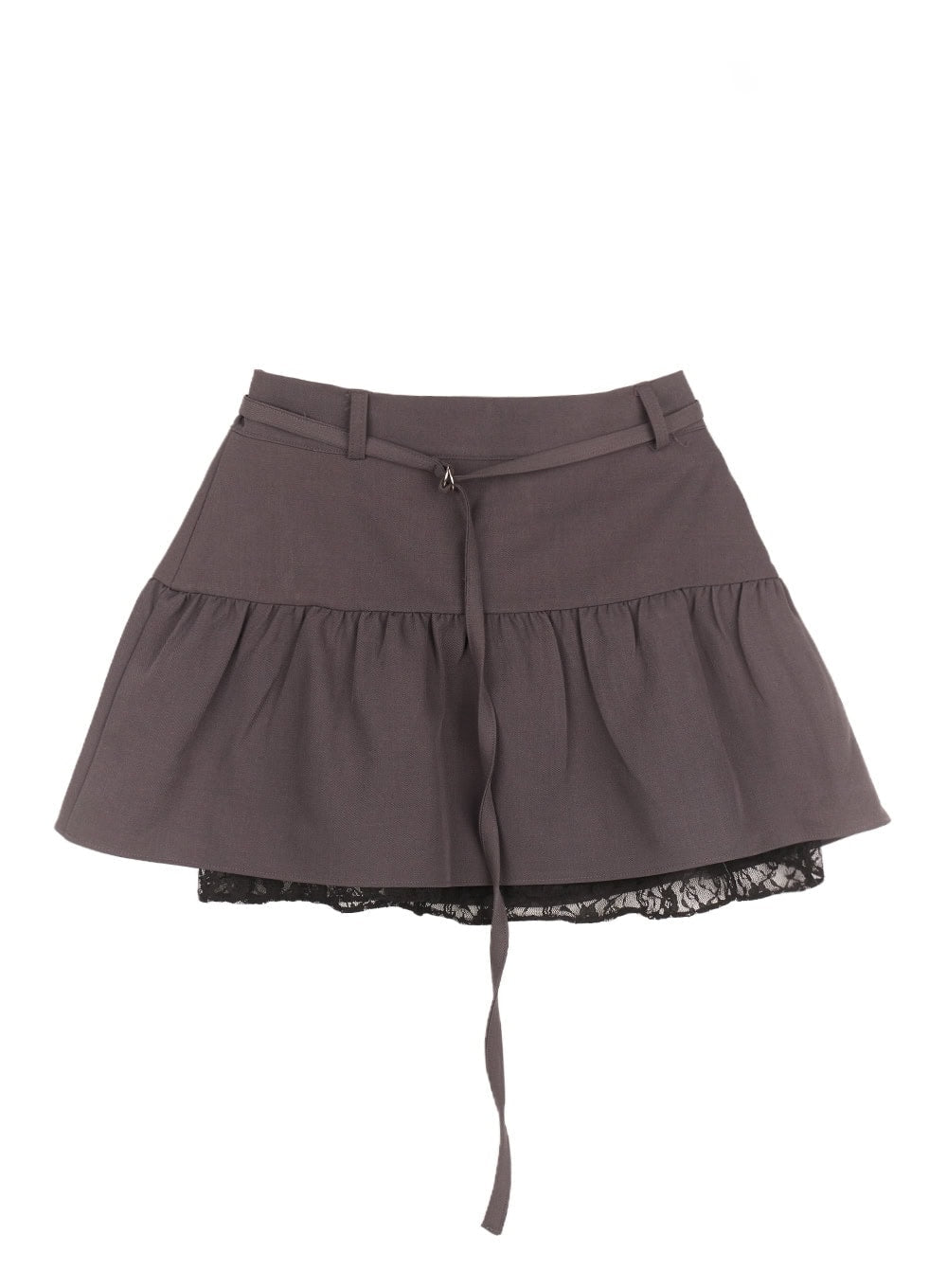 Lace Buckle Flare Mini Skirt IM524